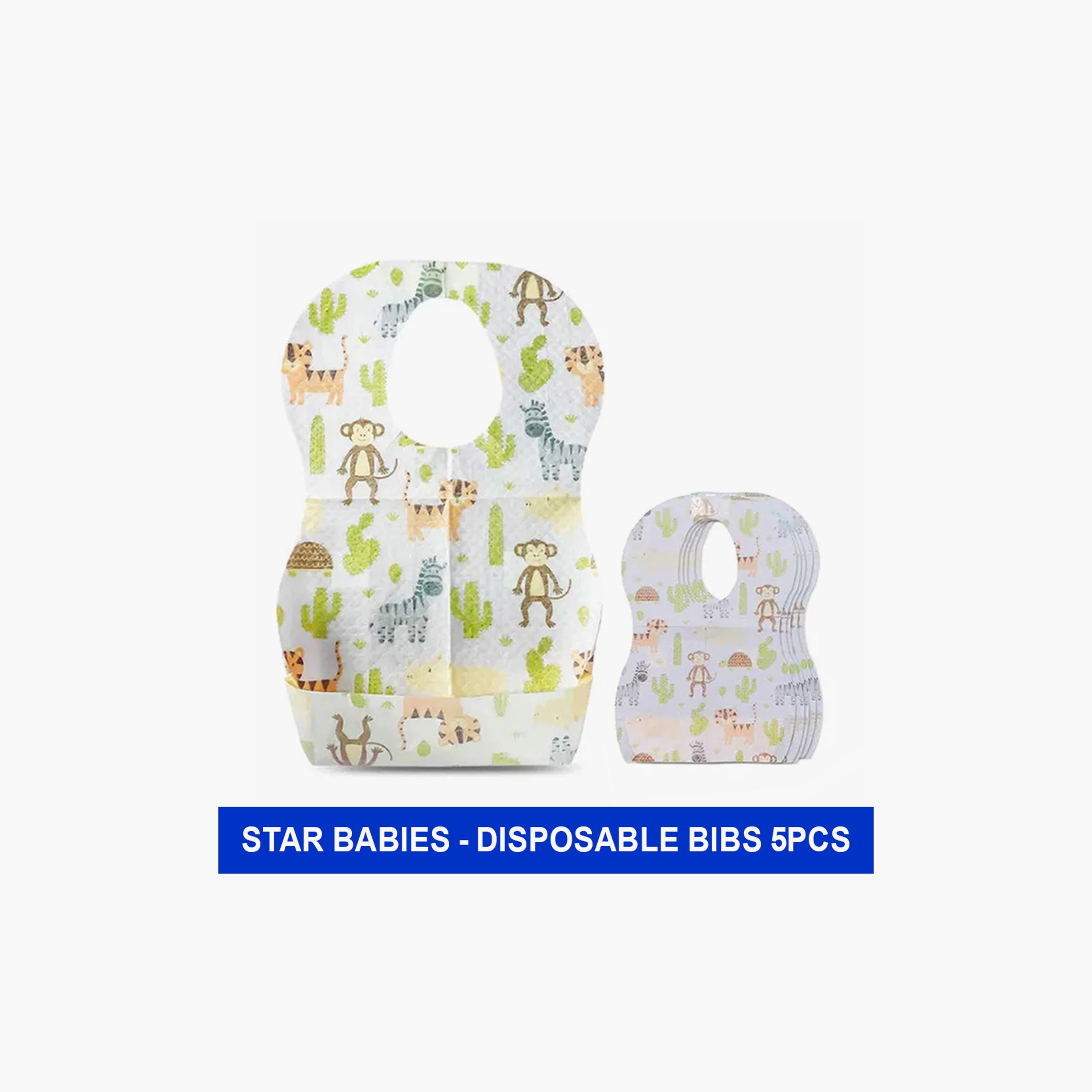 مرايل للاستعمال مرة واحدة 5 قطع من ستار بيبيز, حيوانات-baby-feeding-bibs-image-2