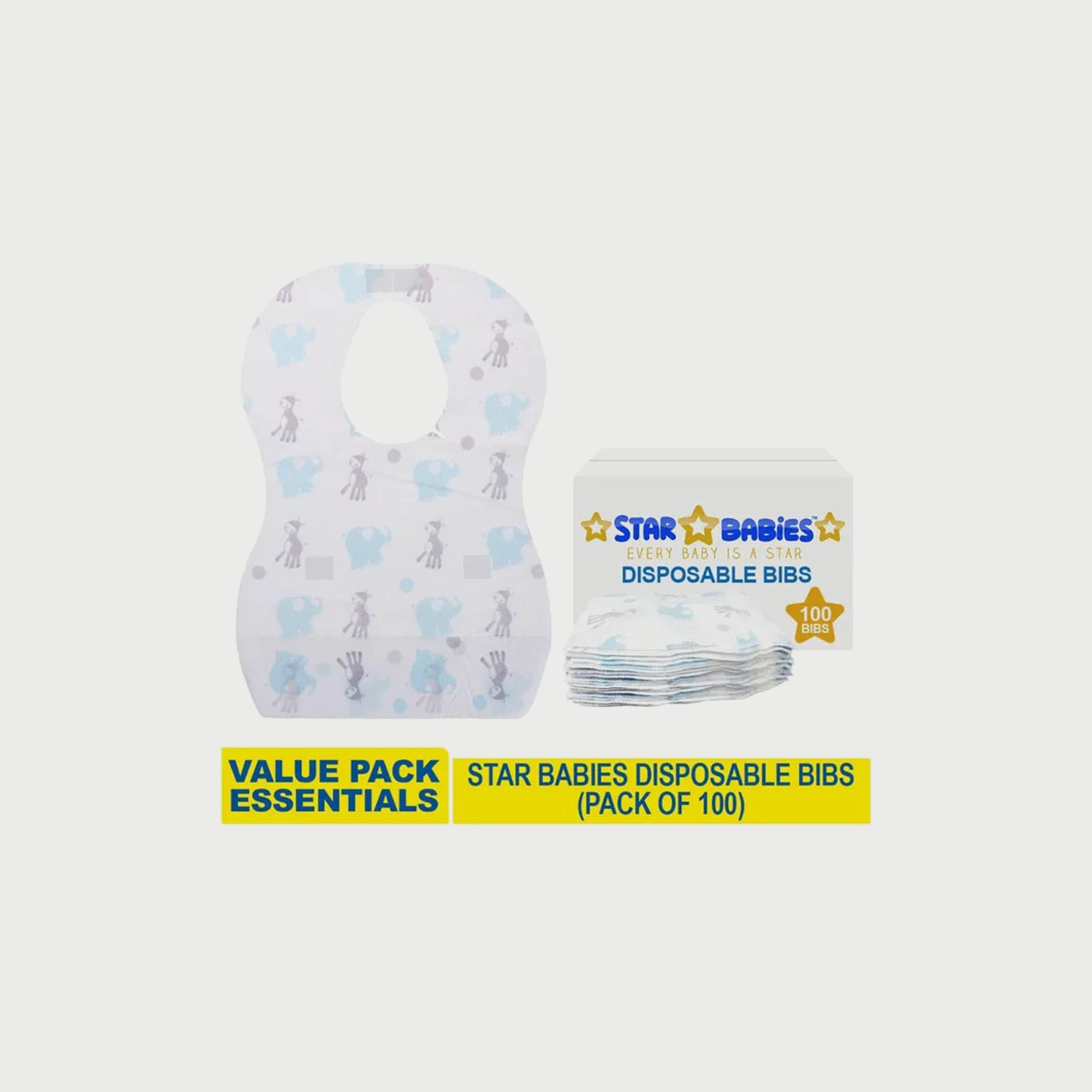 Star Babies 100-Piece Disposable Bibs, Elephant Print-baby-feeding-bibs-image-1