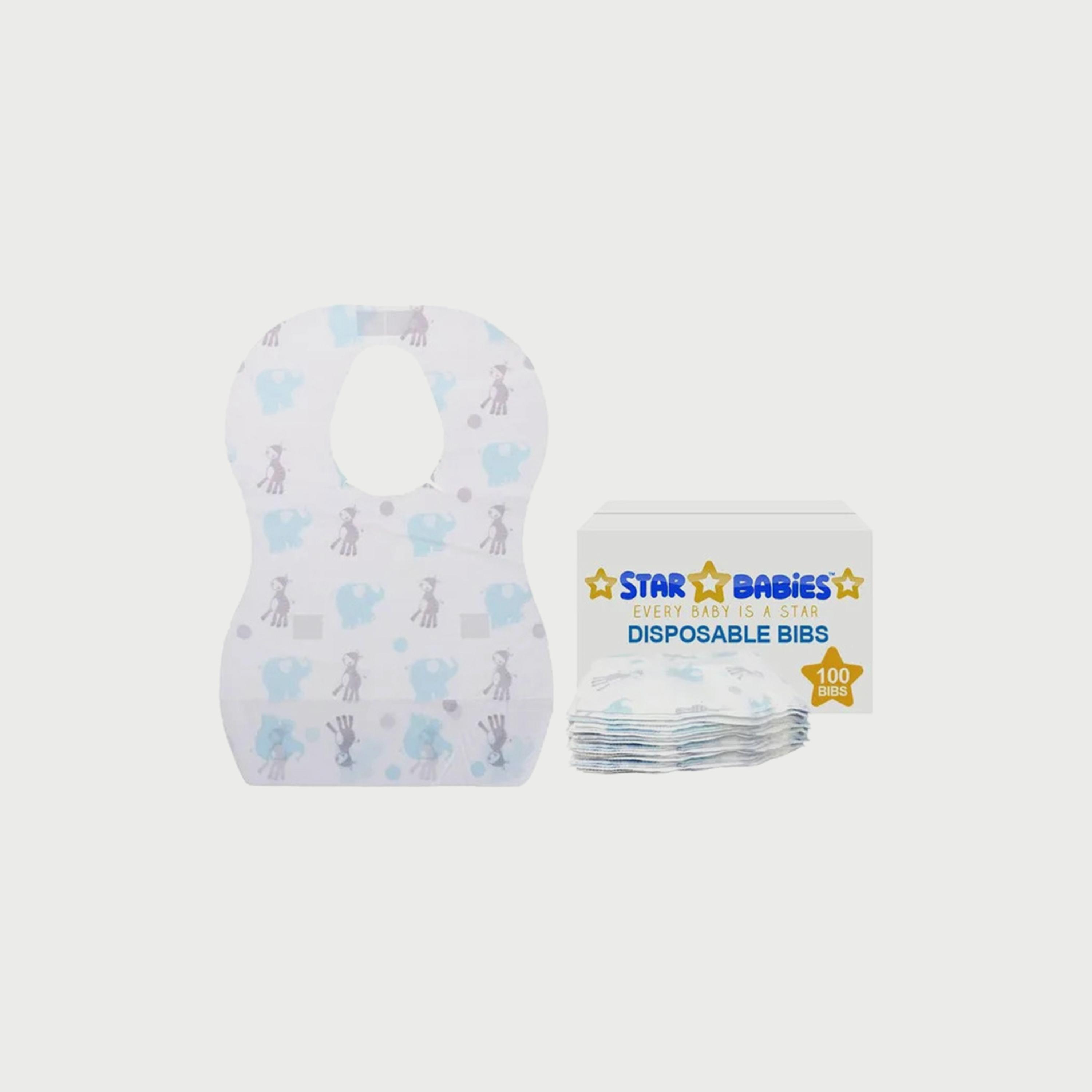 Star Babies 100-Piece Disposable Bibs, Elephant Print-baby-feeding-bibs-image-2