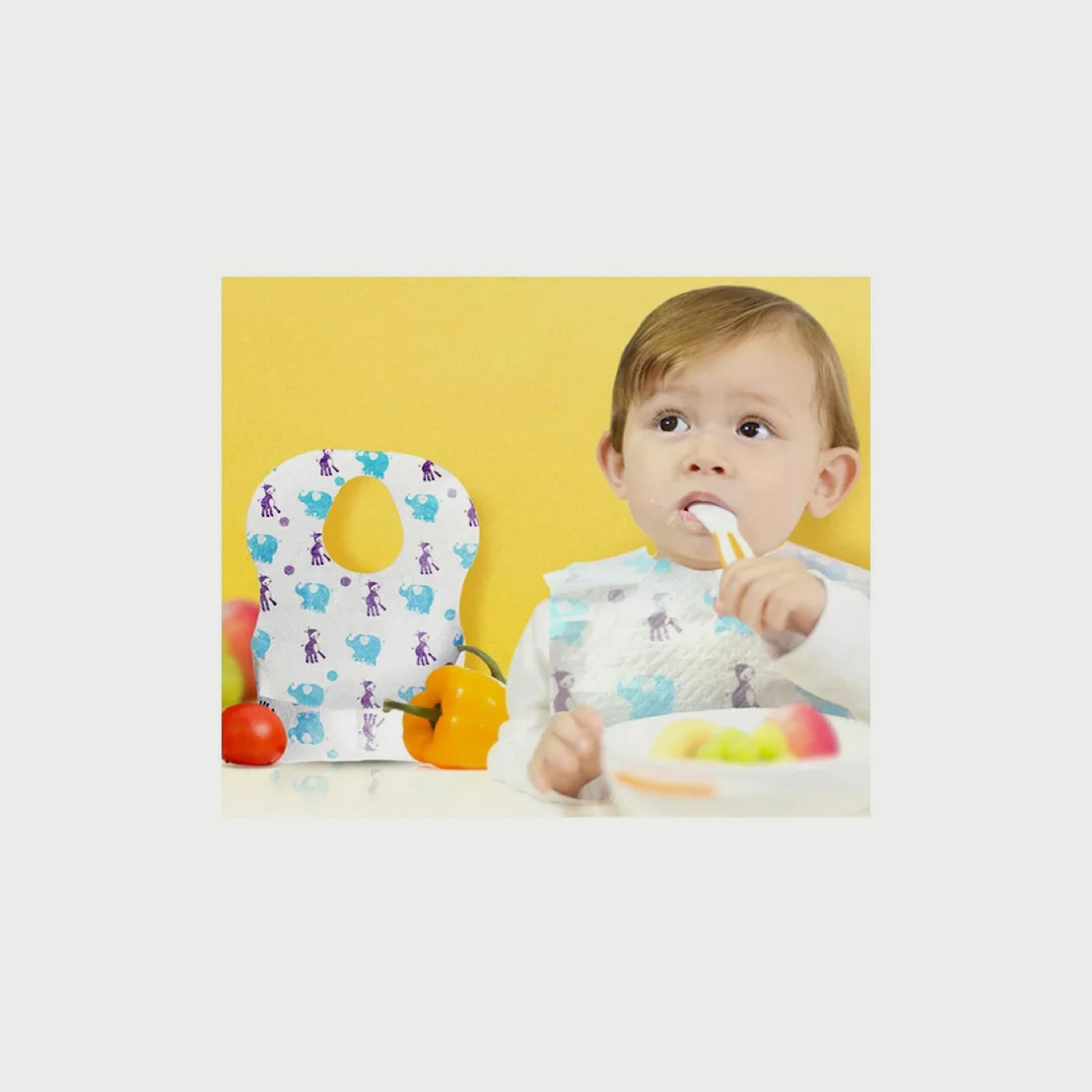 Star Babies 100-Piece Disposable Bibs, Elephant Print-baby-feeding-bibs-image-4