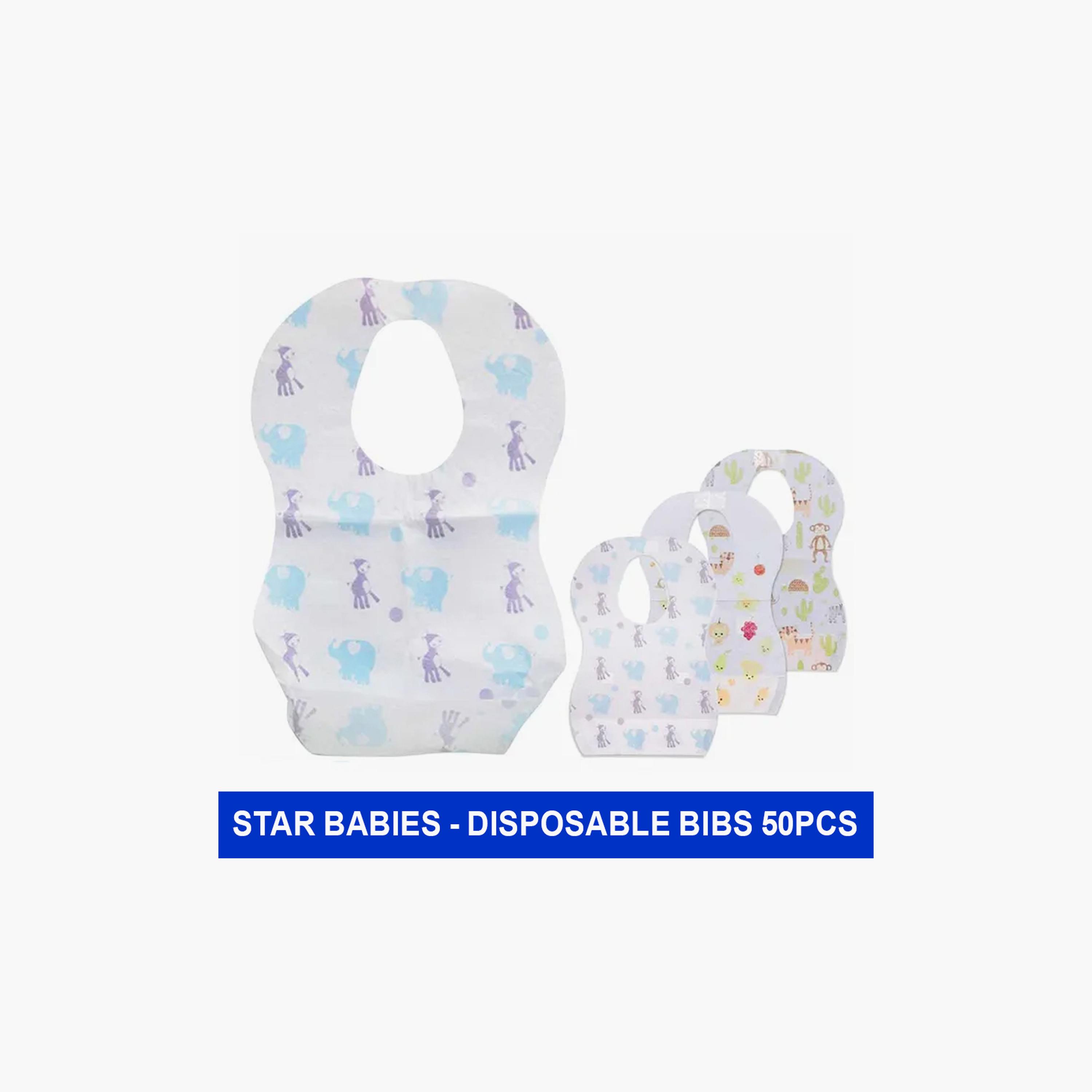 Star Babies 50-Piece Disposable Bibs, Mixed-baby-feeding-bibs-image-2