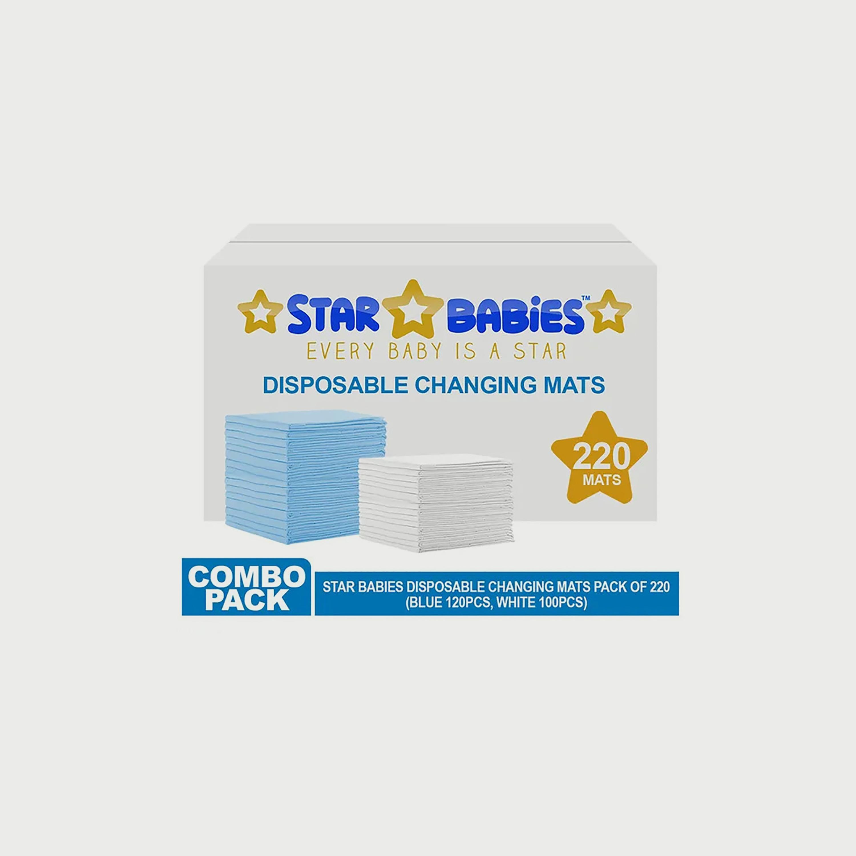 Star Babies 220-Piece Disposable Changing Mats - 45 x 60 cm-baby-diapering-changingmats-image-2
