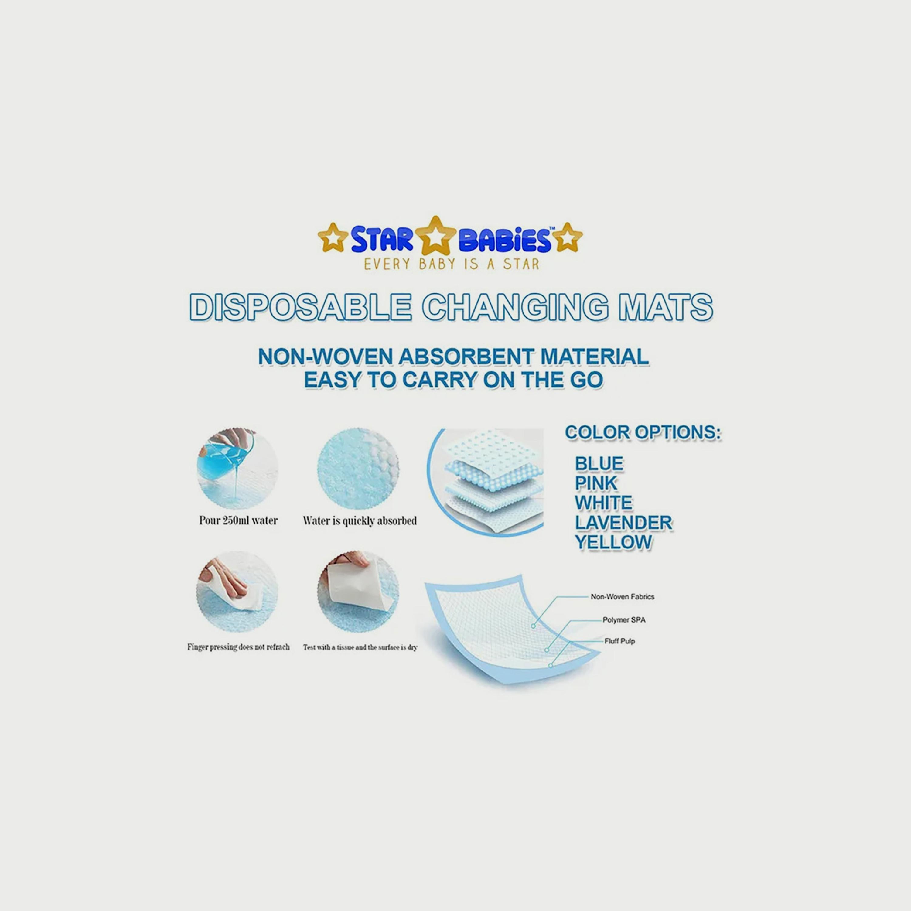 Star Babies 175-Piece Disposable Changing Mats - 45 x 60 cm-baby-diapering-changingmats-image-5