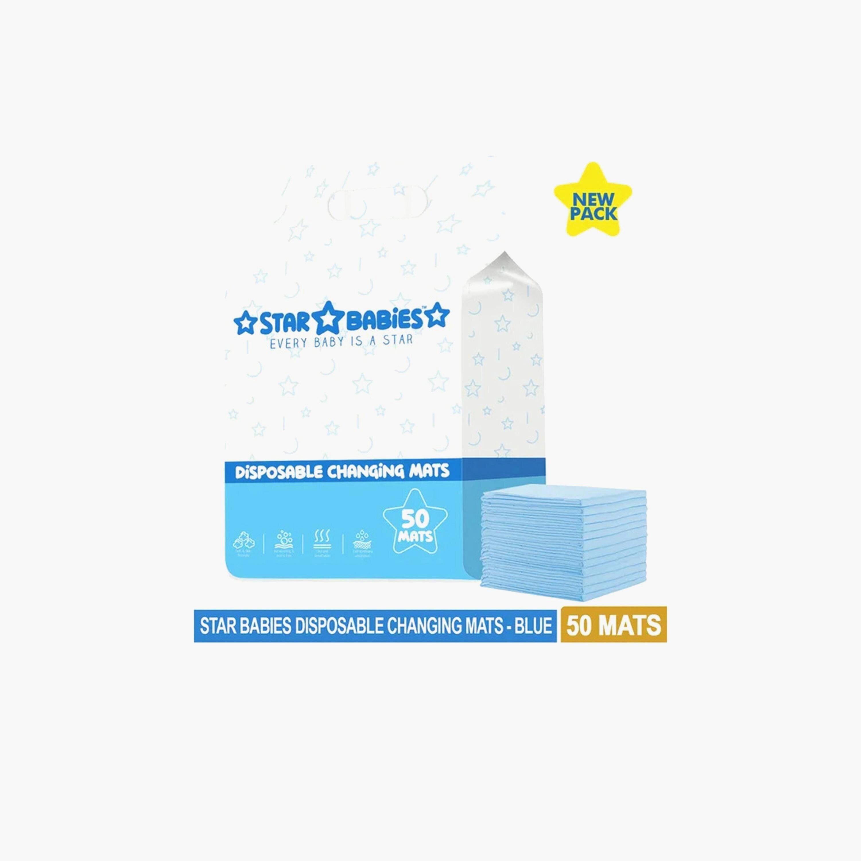 Star Babies 50-Piece Disposable Changing Mats - 45 x 60 cm- Blue-baby-diapering-changingmats-image-3