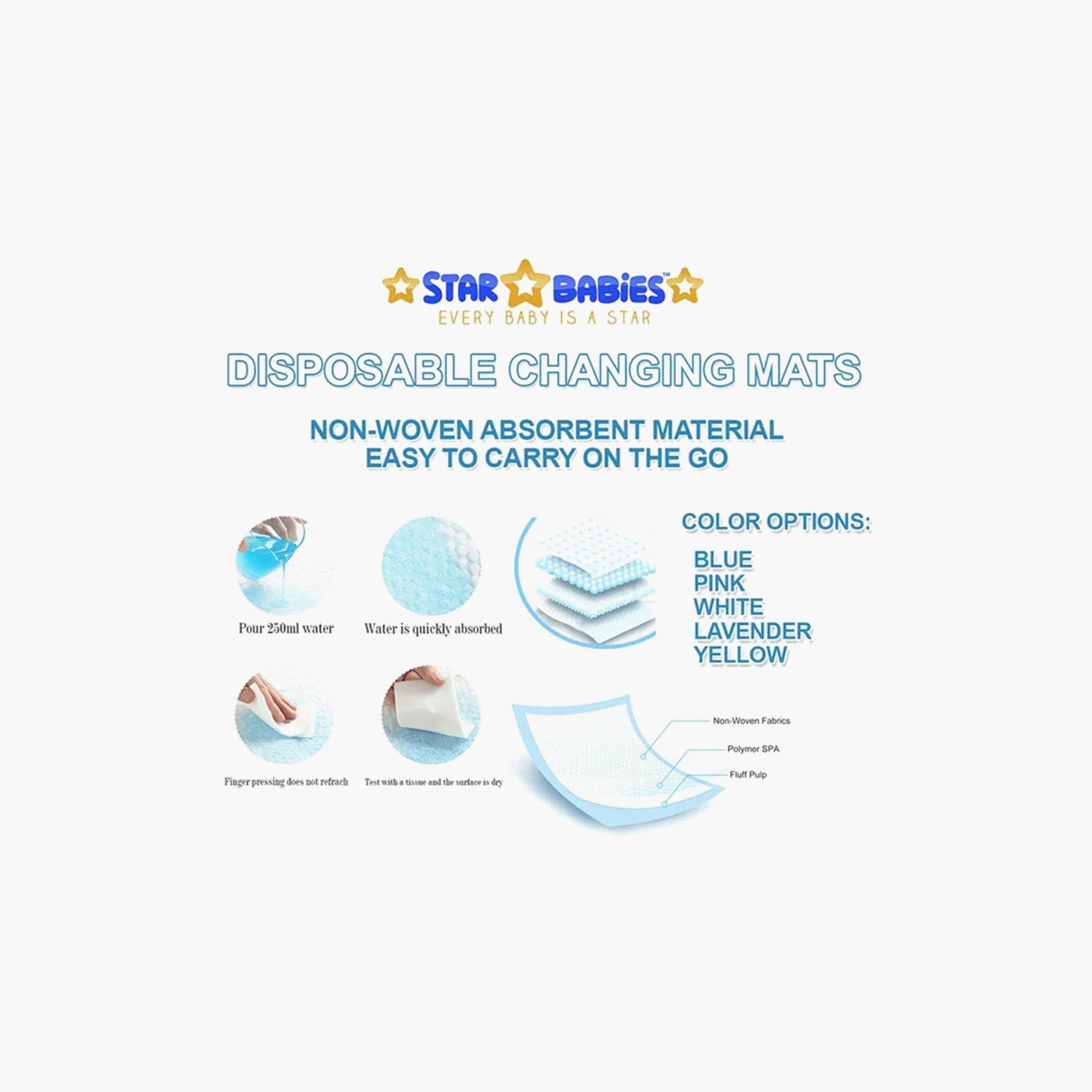 Star Babies 100-Piece Disposable Changing Mats - 45 x 60 cm- Multicolor-baby-diapering-changingmats-image-5