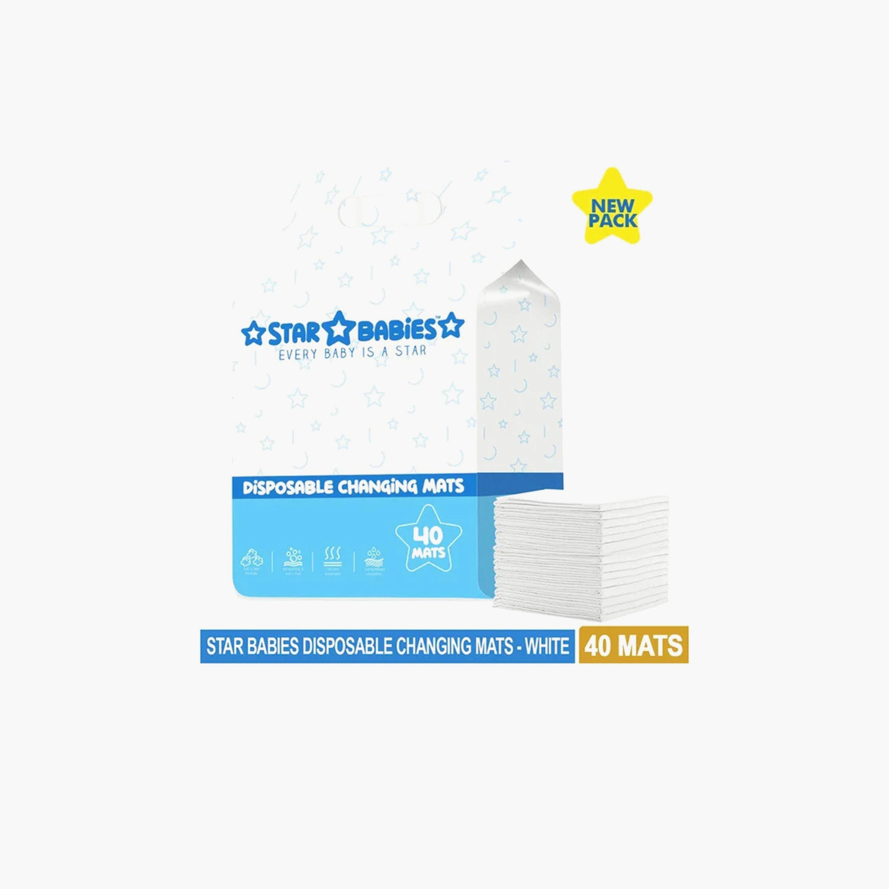 Star Babies 40-Piece Disposable Changing Mats - 45 x 60 cm- White-baby-diapering-changingmats-image-5