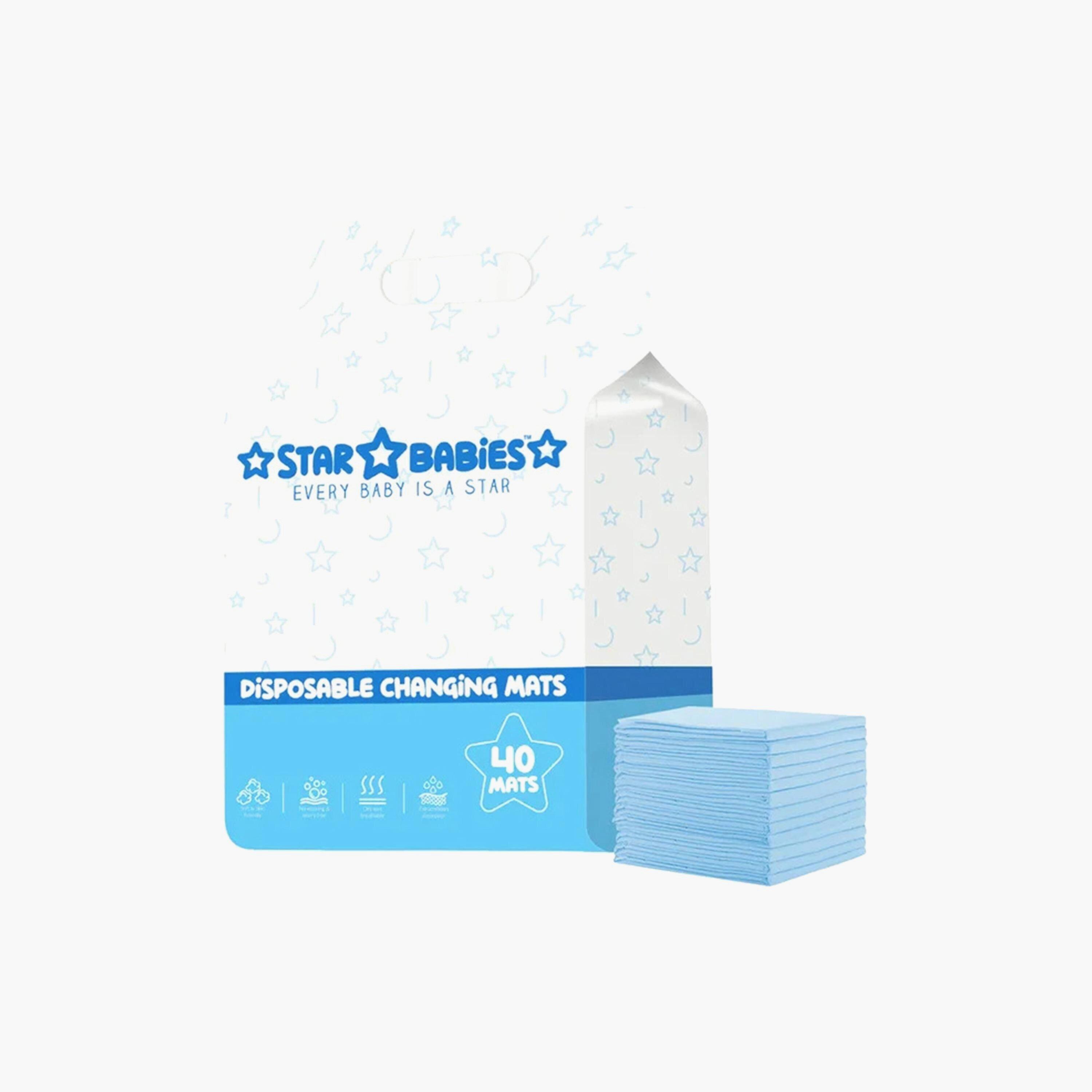 Star Babies 40-Piece Disposable Changing Mats - 45 x 60 cm- Blue-baby-diapering-changingmats-image-4