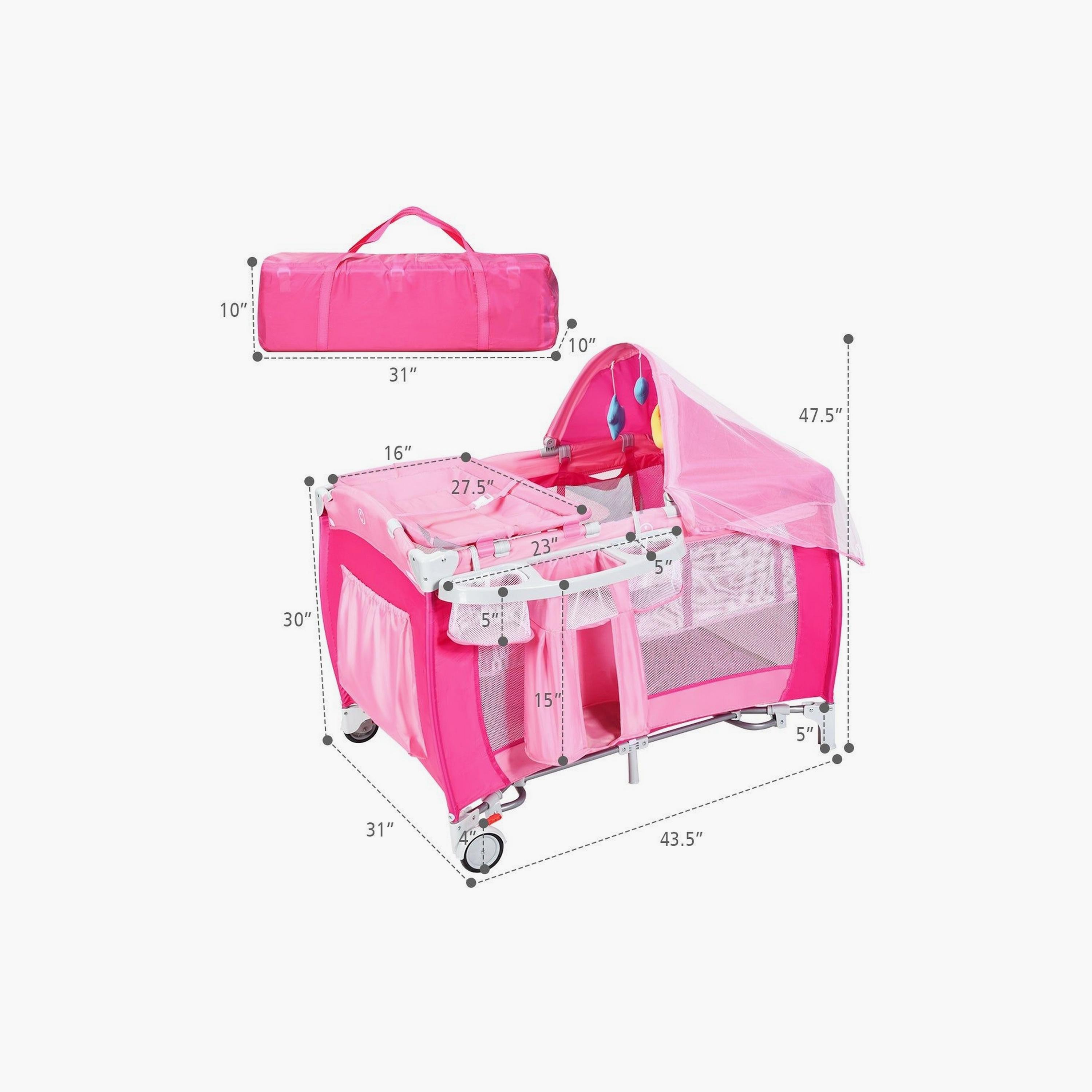 Babylove Playpen & Bassinet With Mosquito Net-baby-nursery-furniture-cribsandbeds-bassinets-image-3