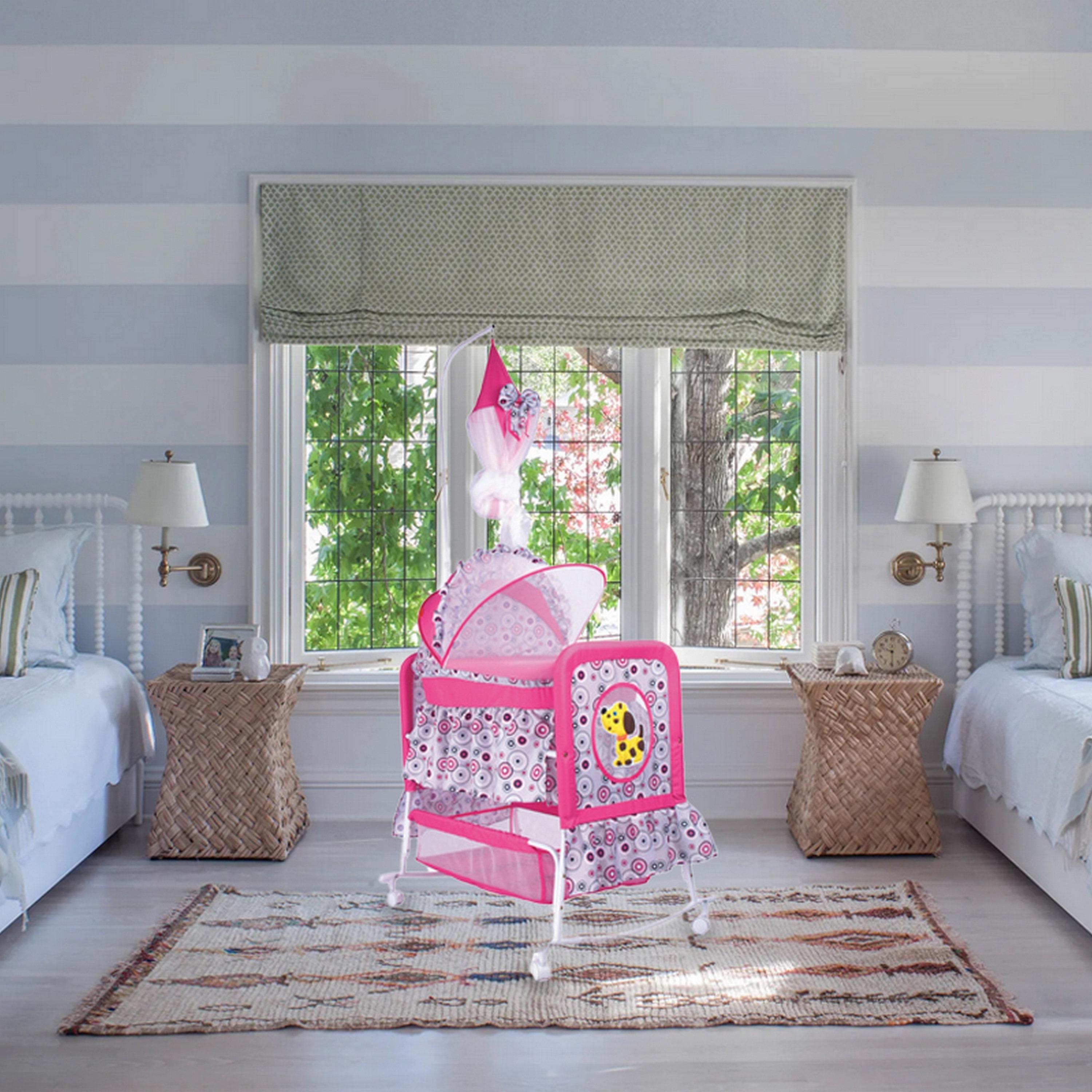 Babylove Cradle With Mosquito Net-baby-nursery-furniture-cribsandbeds-bassinets-image-3