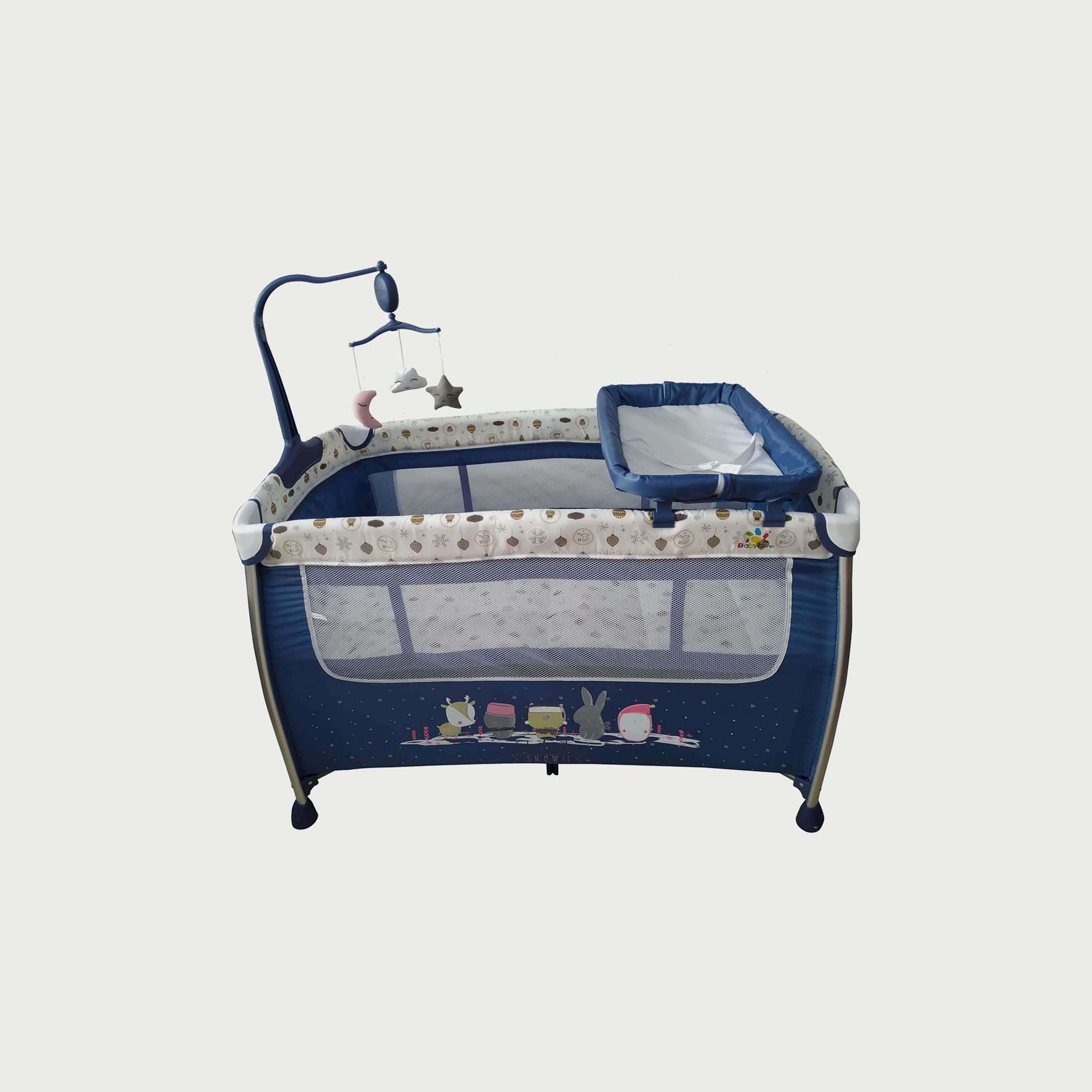 Babylove Playpen & Bassinet with Two Layers and Toys, Blue-baby-nursery-furniture-cribsandbeds-travelcots-image-1