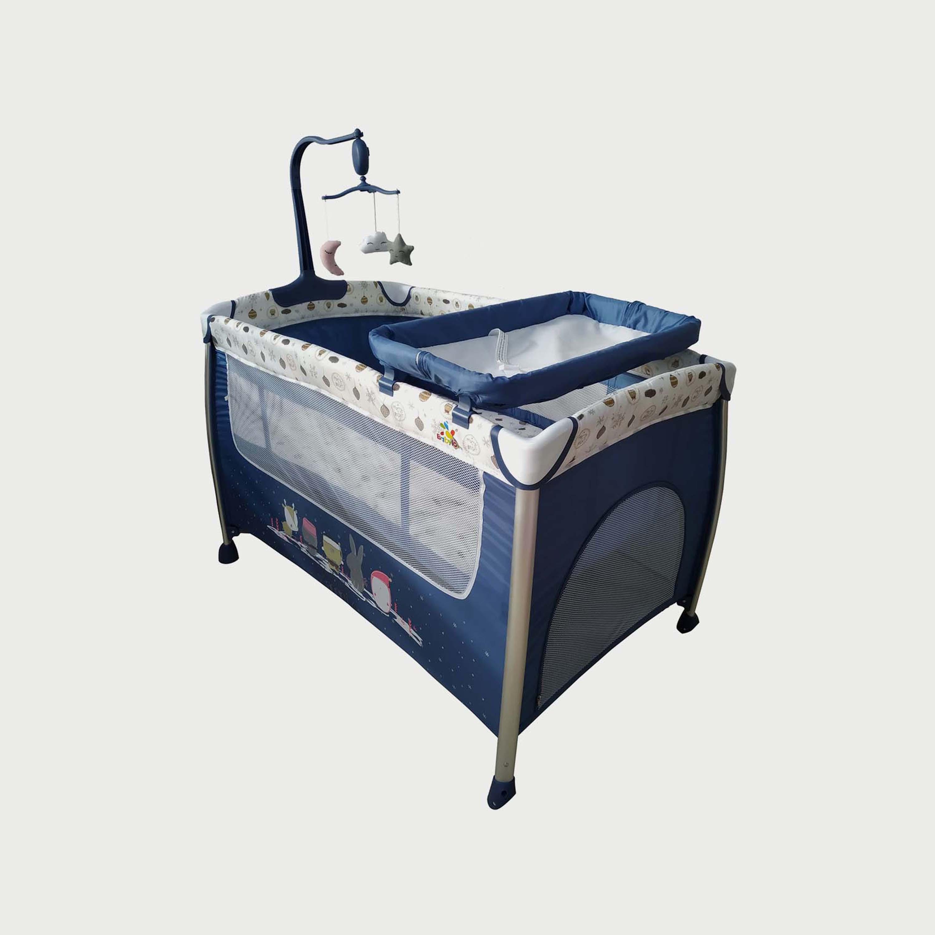 Babylove Playpen & Bassinet with Two Layers and Toys, Blue-baby-nursery-furniture-cribsandbeds-travelcots-image-2