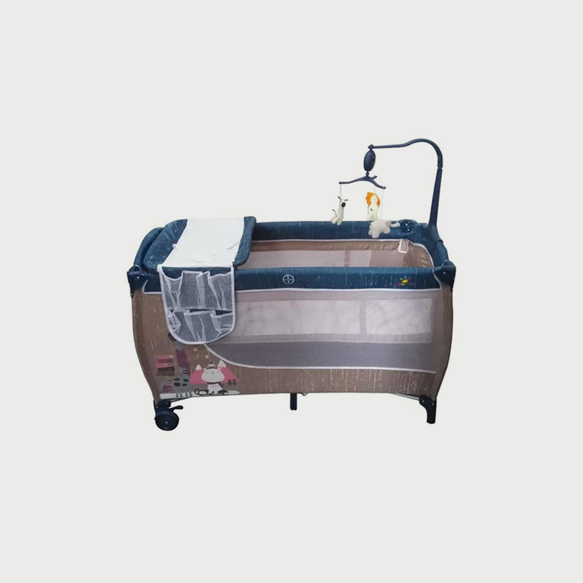 Babylove Playpen & Bassinet with Two Layers and Toys-baby-nursery-furniture-cribsandbeds-bassinets-image-1