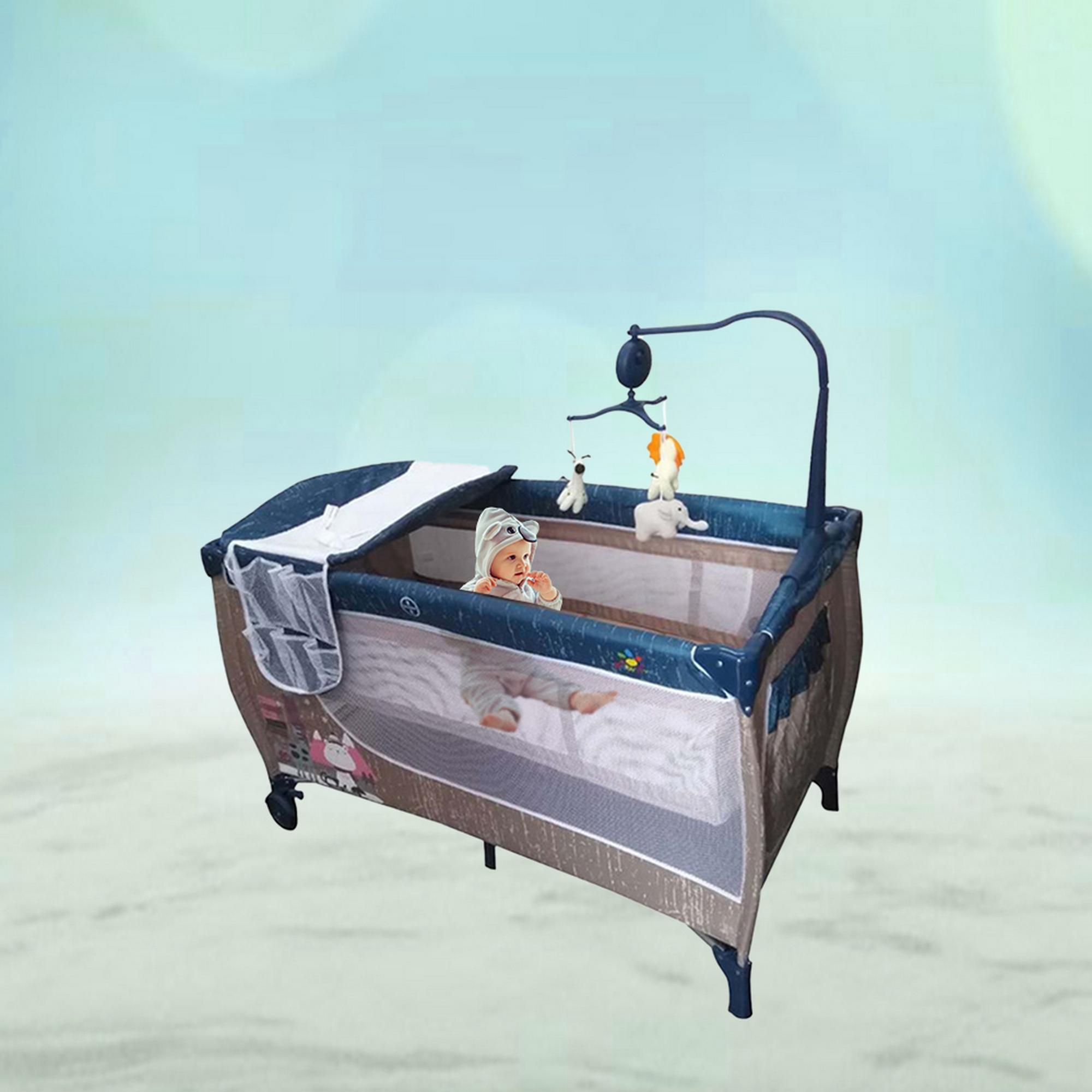 Babylove Playpen & Bassinet with Two Layers and Toys-baby-nursery-furniture-cribsandbeds-bassinets-image-3