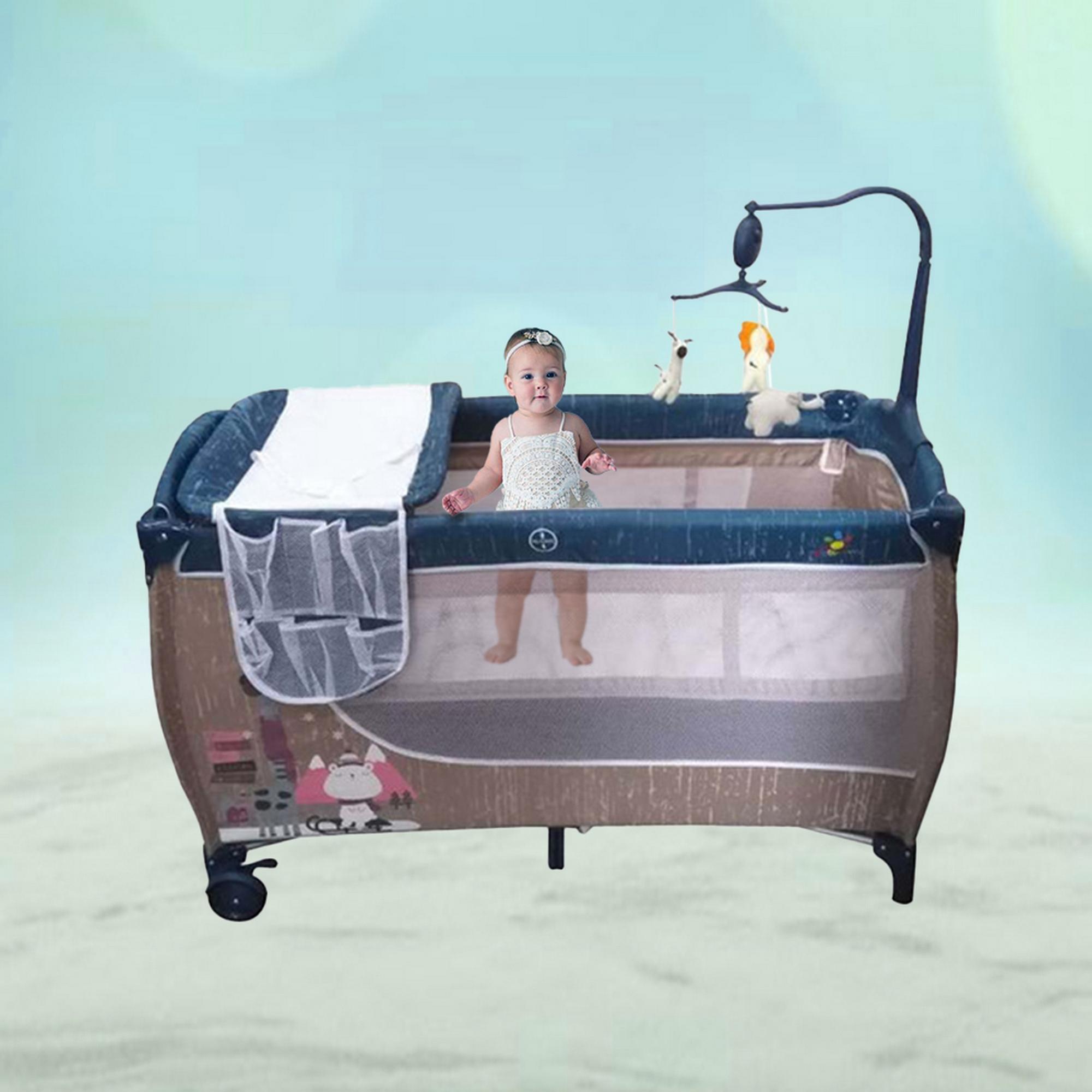 Babylove Playpen & Bassinet with Two Layers and Toys-baby-nursery-furniture-cribsandbeds-bassinets-image-4