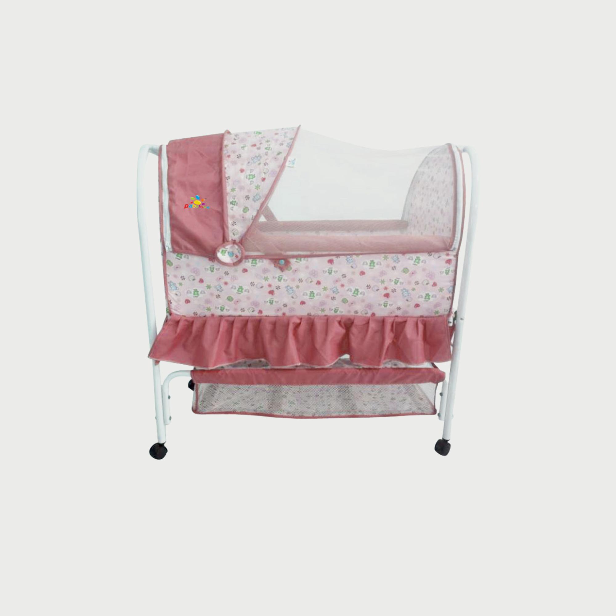 Babylove Playpen & Bassinet With Mosquito Net, Pink-baby-gear-travelcots-image-1