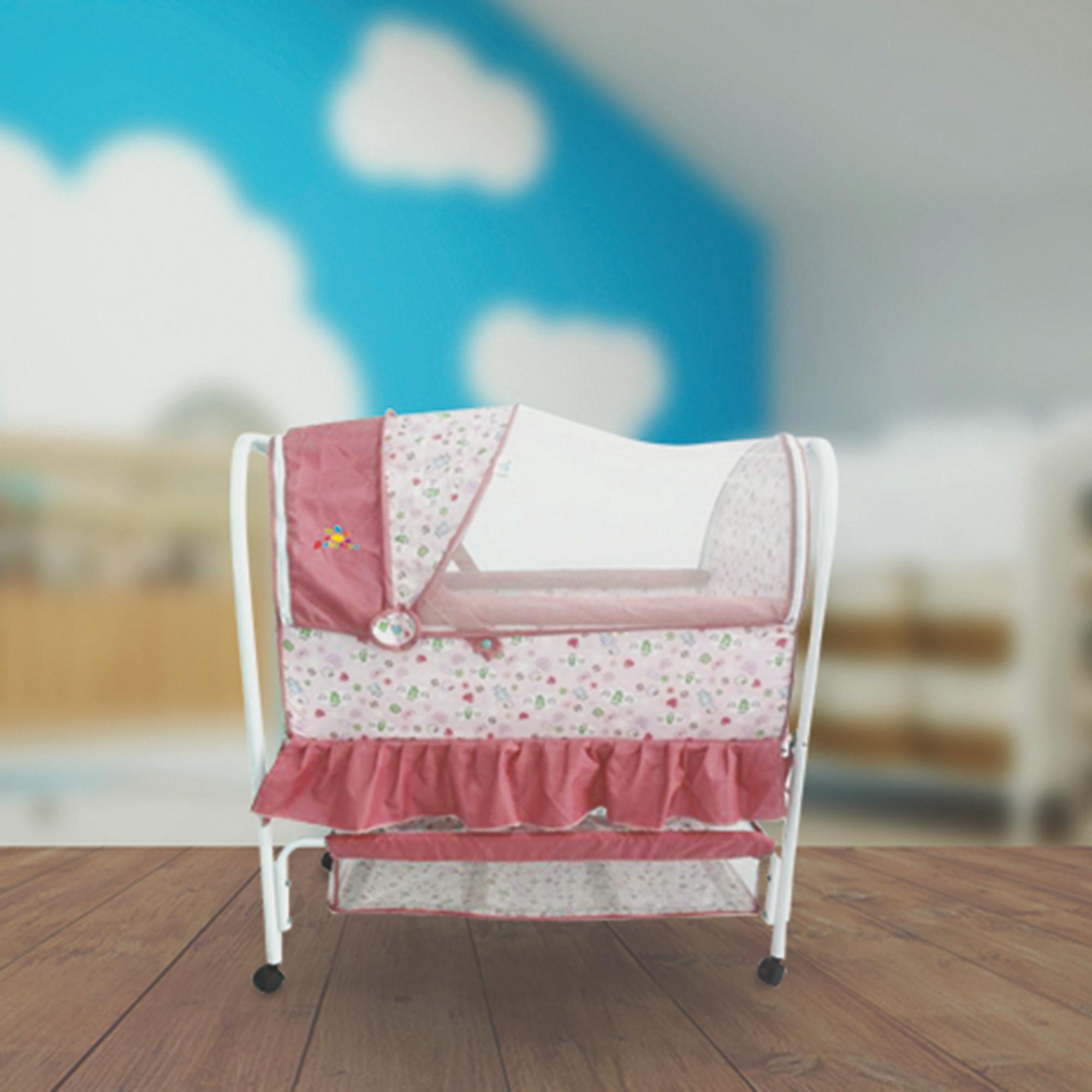 Babylove Playpen & Bassinet With Mosquito Net, Pink-baby-gear-travelcots-image-3