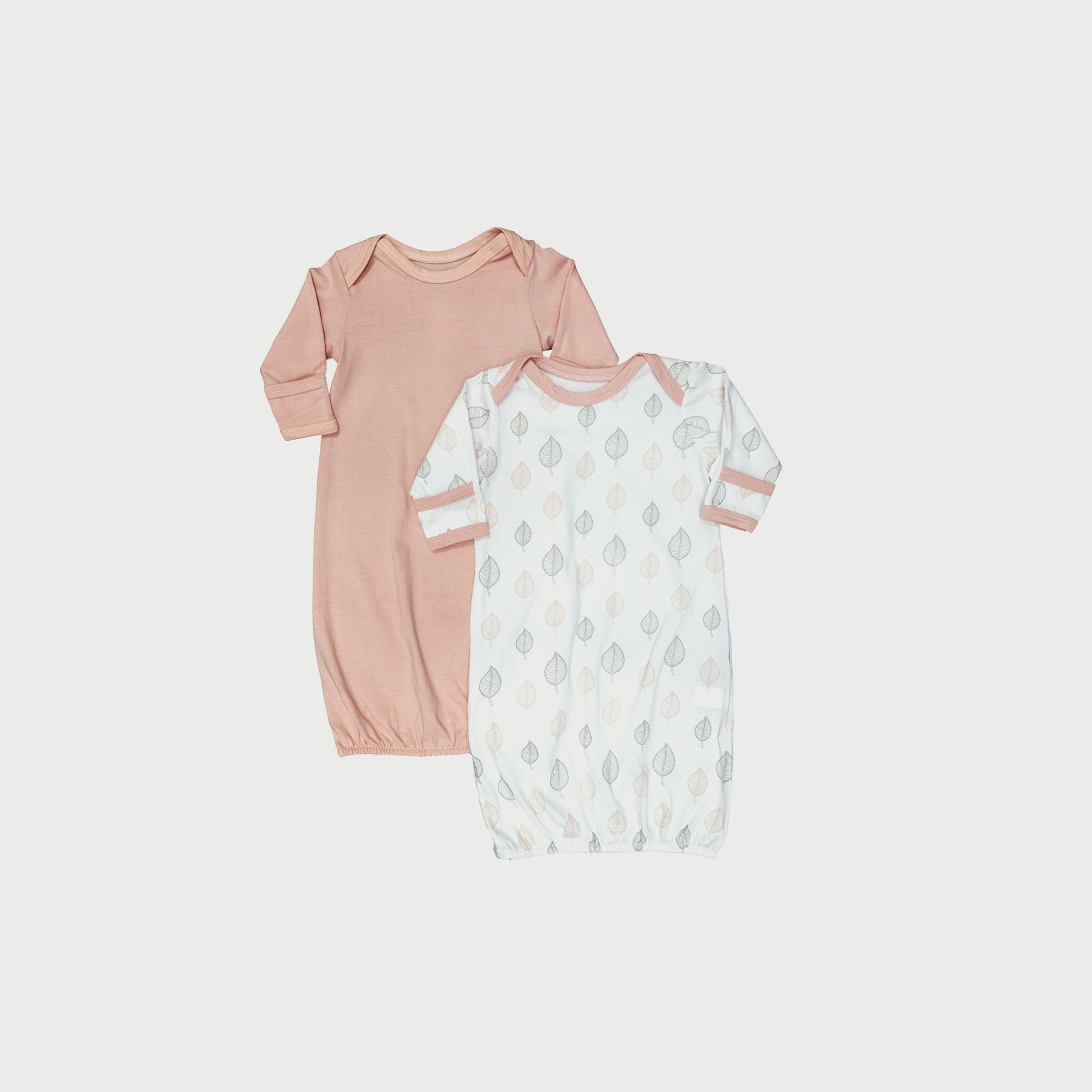 Moon 2-Piece Organic Sleep Gown Set, Orange & Forest Print-baby-girls-clothing-nightwear-sleepsuits-image-1