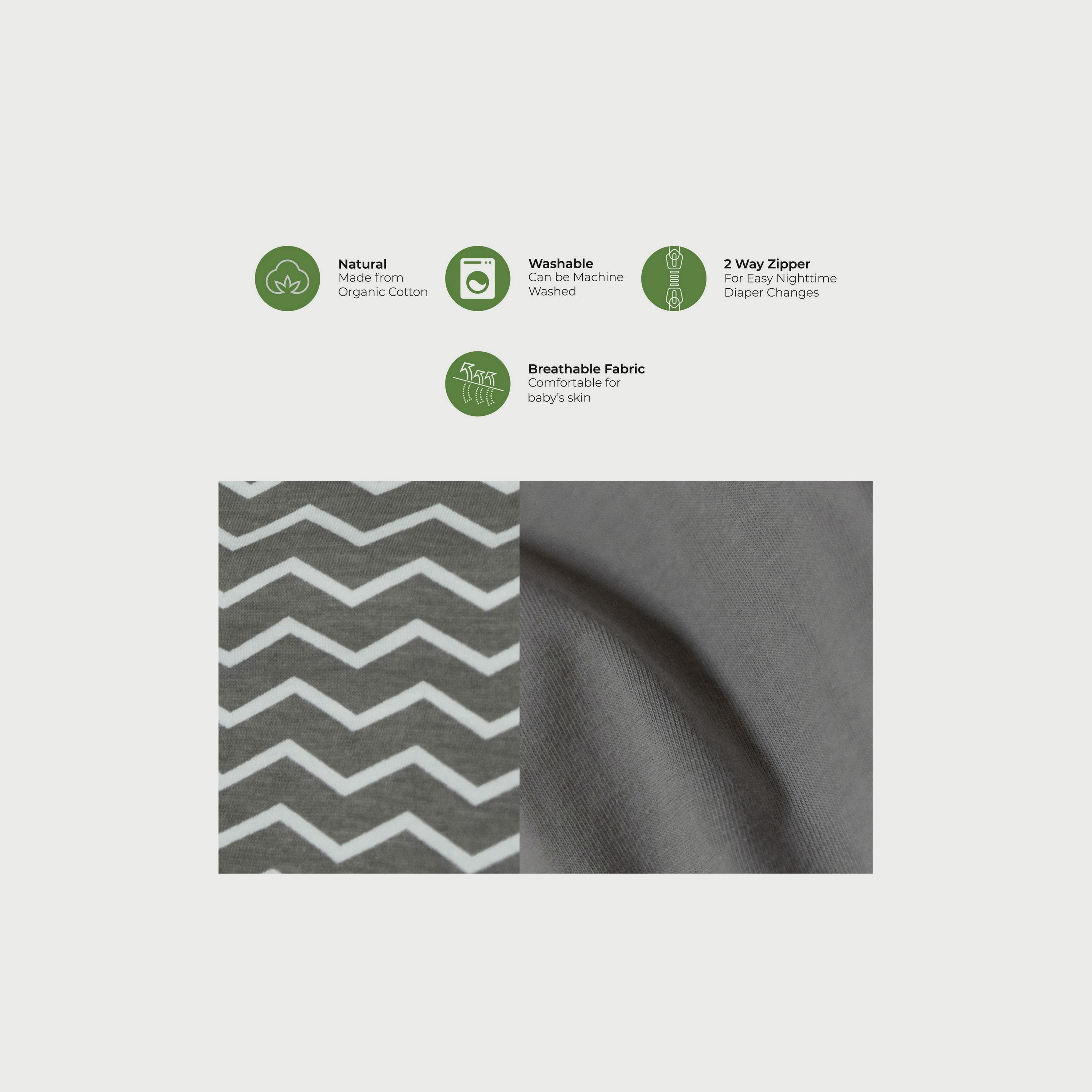 Moon 2-Piece Organic Sleep Gown Set, Grey & Zigzag Print-baby-girls-clothing-nightwear-sleepsuits-image-4