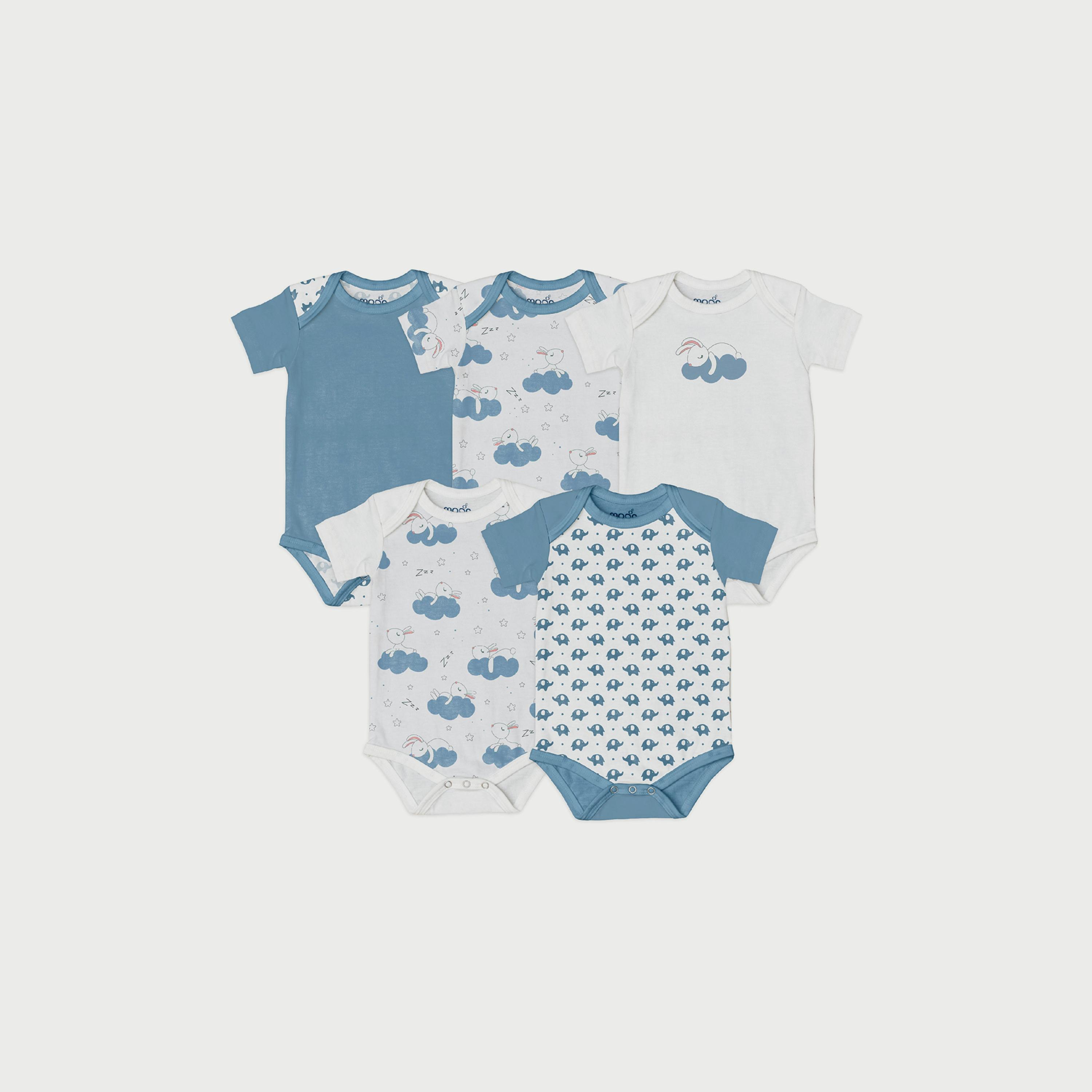 Moon Baby 5-Piece Bodysuit, 3-6M, Blue-baby-boys-clothing-bodysuits-image-5