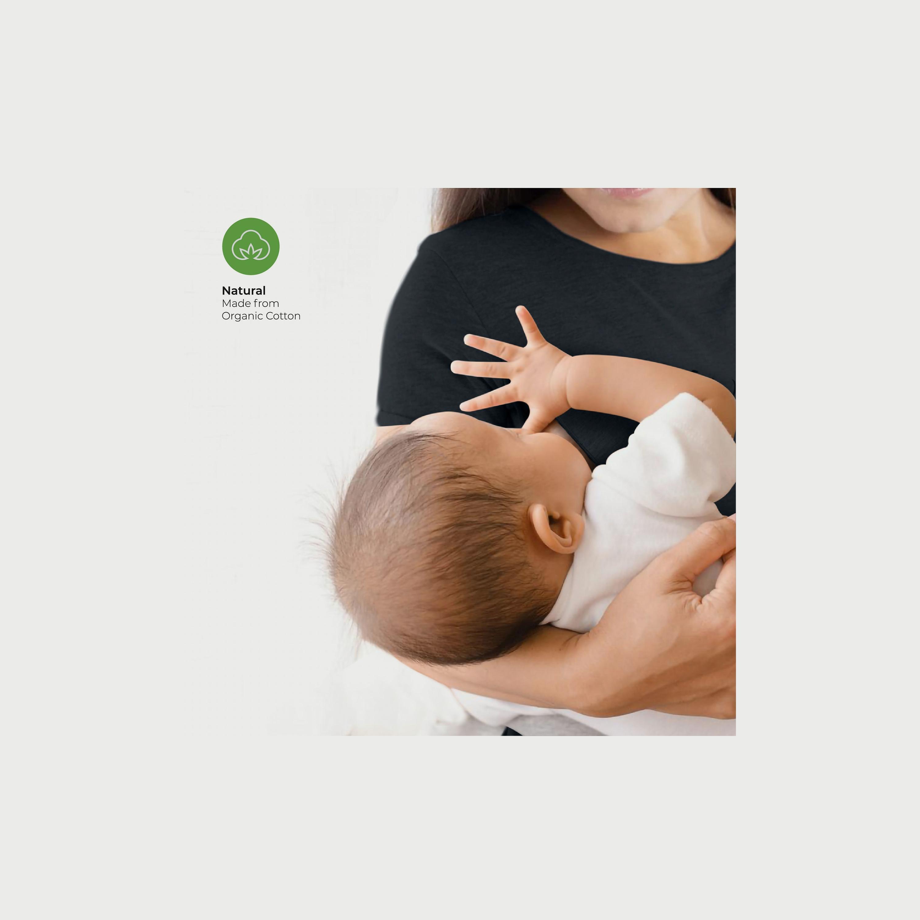 تيشيرت الرضاعة للأمهات من نسيج عضوي بطبعة كونفيدينت من موون - مقاس M-women-clothing-maternity-tops-image-3