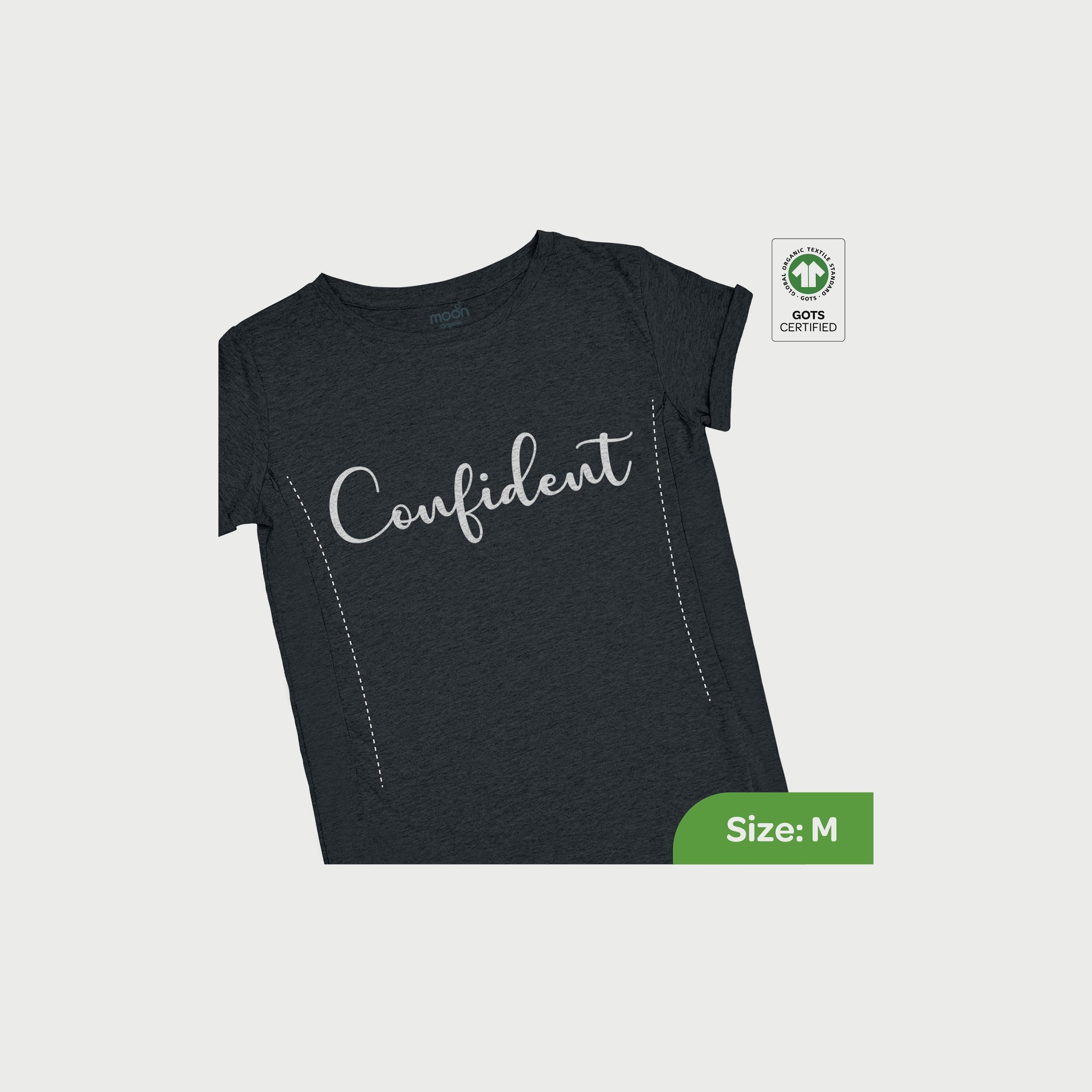 تيشيرت الرضاعة للأمهات من نسيج عضوي بطبعة كونفيدينت من موون - مقاس M-women-clothing-maternity-tops-image-2