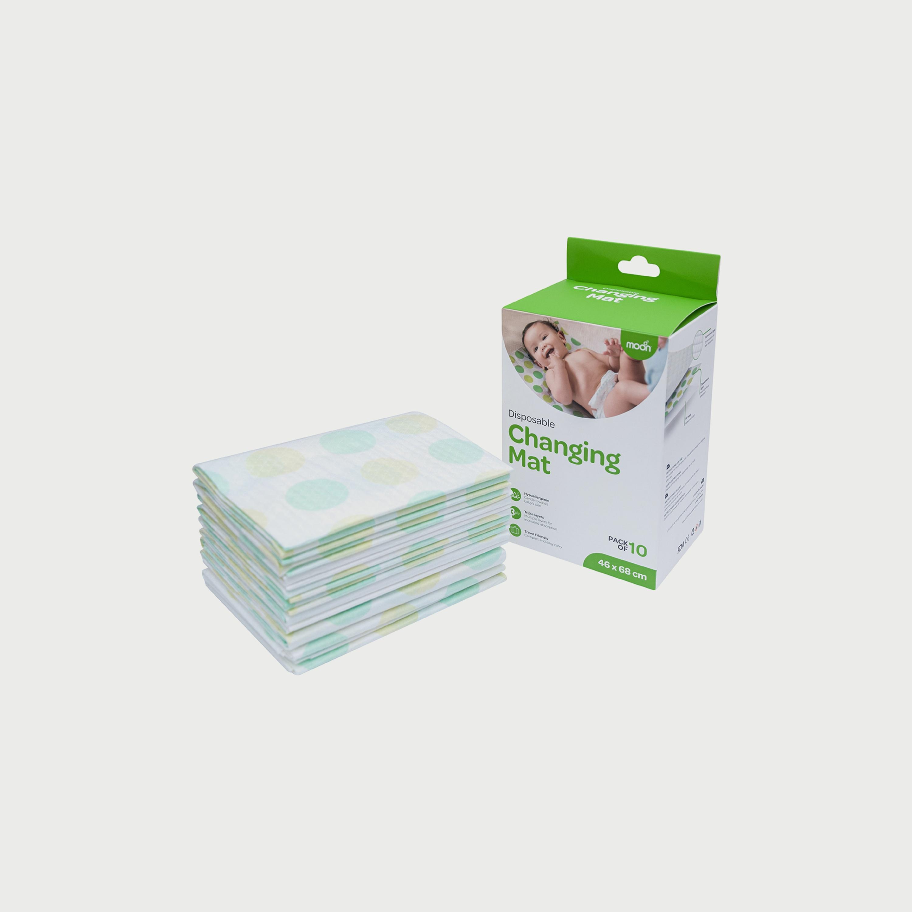 سجادة تغيير للأستخدام مرة واحدة 10 قطع من موون، 46* 68 سم-baby-diapering-changingmats-image-1