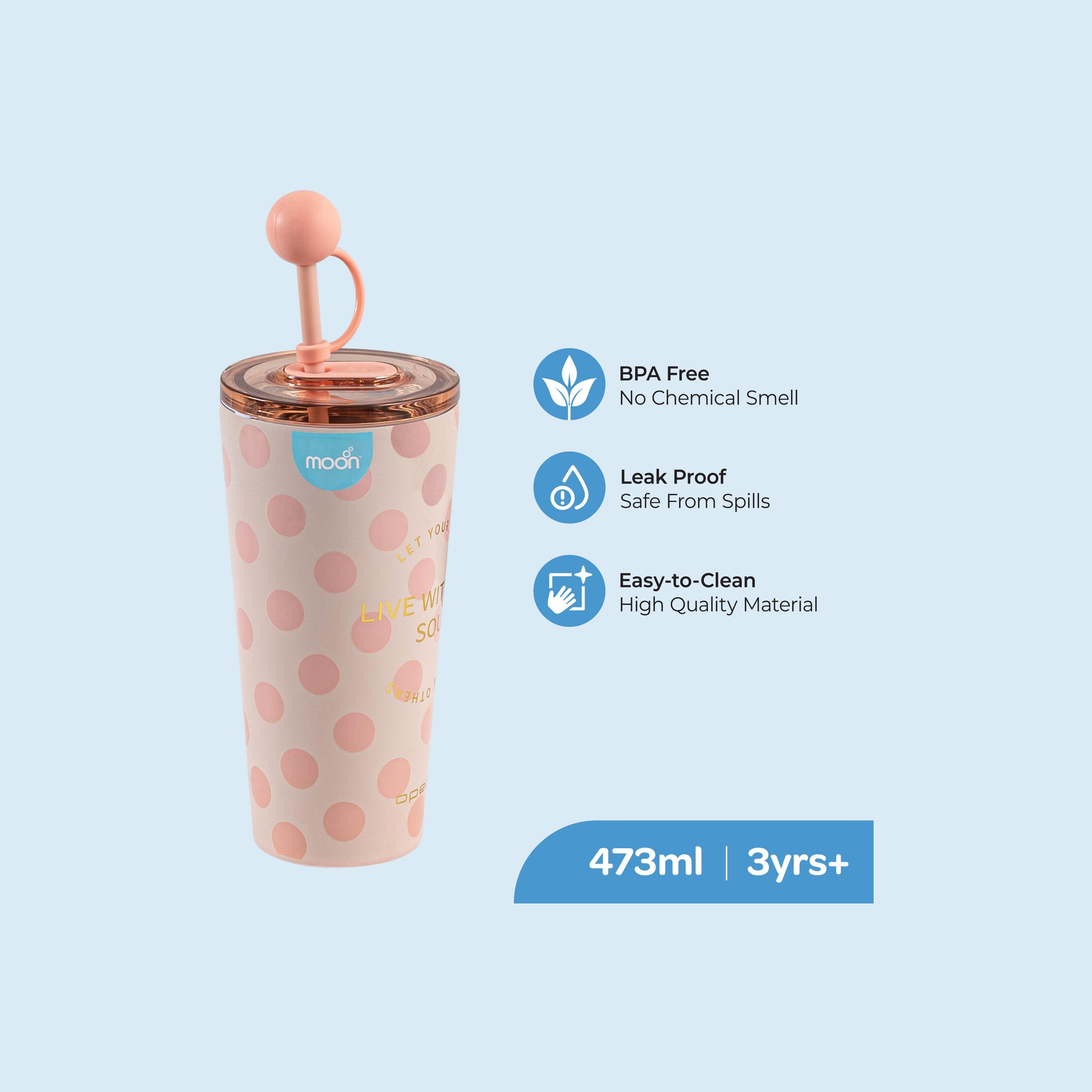 Moon Double Wall Smoothie Cup With Straw, 473 ml, Pink-baby-feeding-mealtimeessentials-image-2