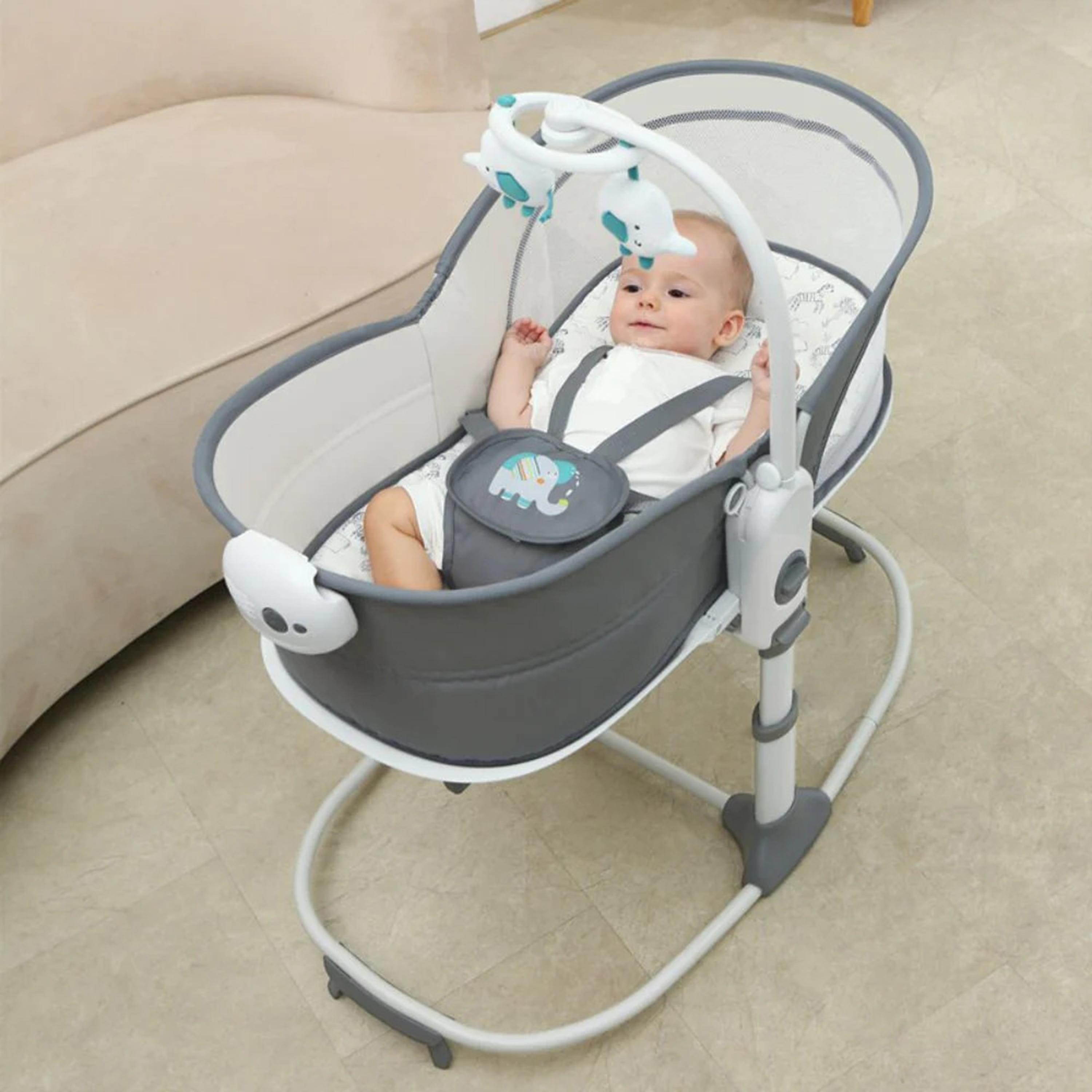 مهد وسرير هزاز 6 في 1 لحديثي الولادة من ماستيلا، رمادي-baby-infantactivity-rockers-image-2