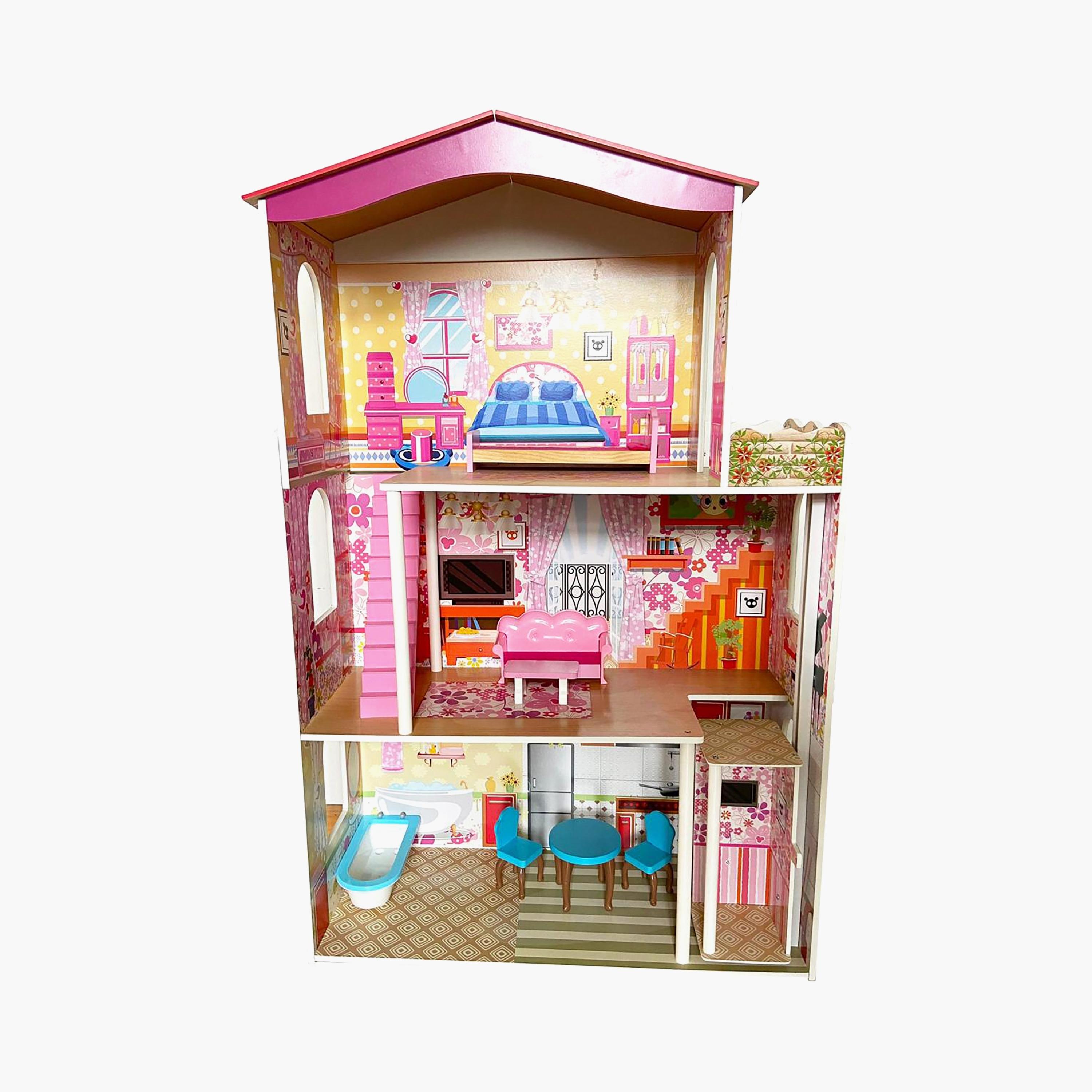 مجموعة أثاث بيت الدمى الخشبي تظاهري من ليتل أنجل-toys-dollsandplaysets-dollplaysets-image-1