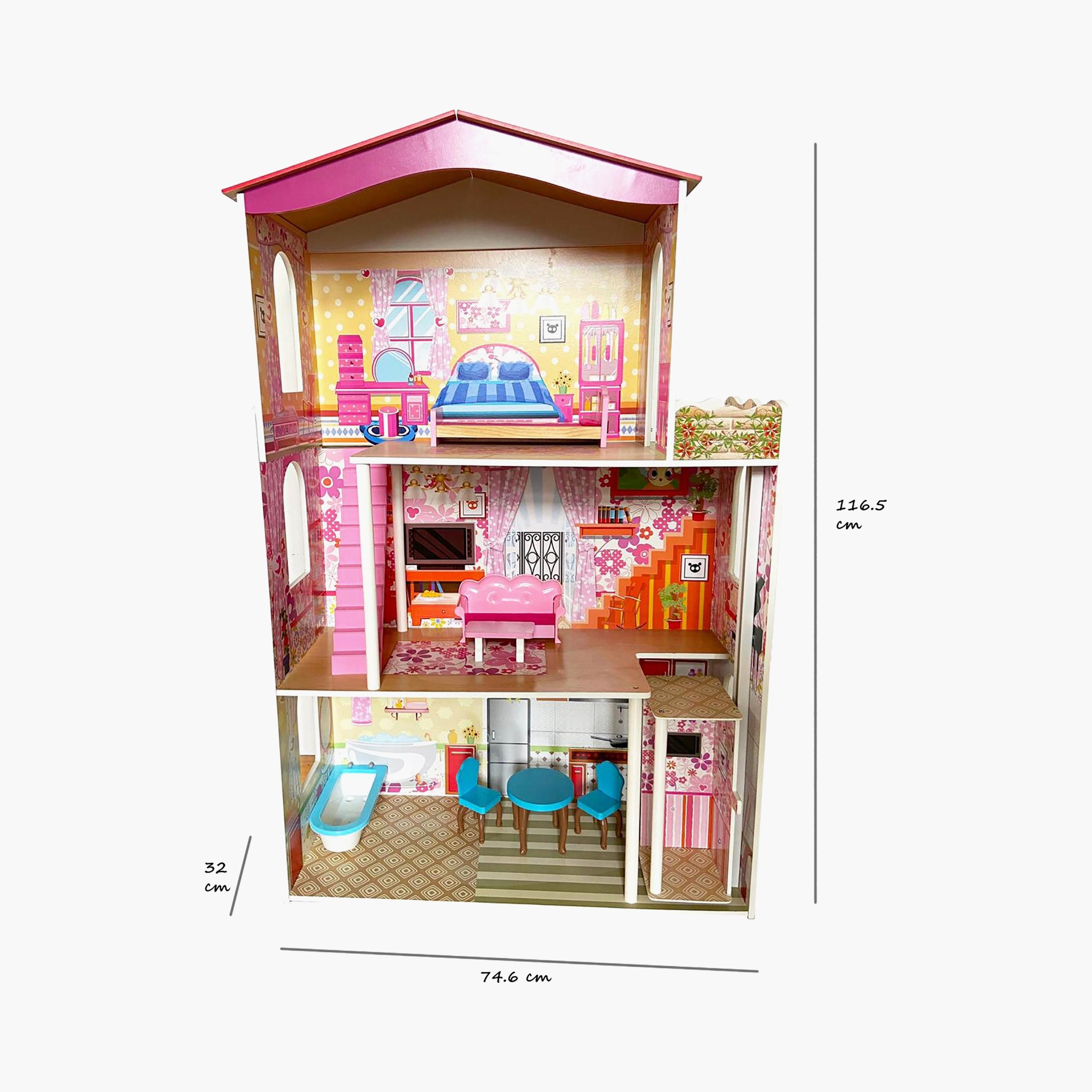 مجموعة أثاث بيت الدمى الخشبي تظاهري من ليتل أنجل-toys-dollsandplaysets-dollplaysets-image-3