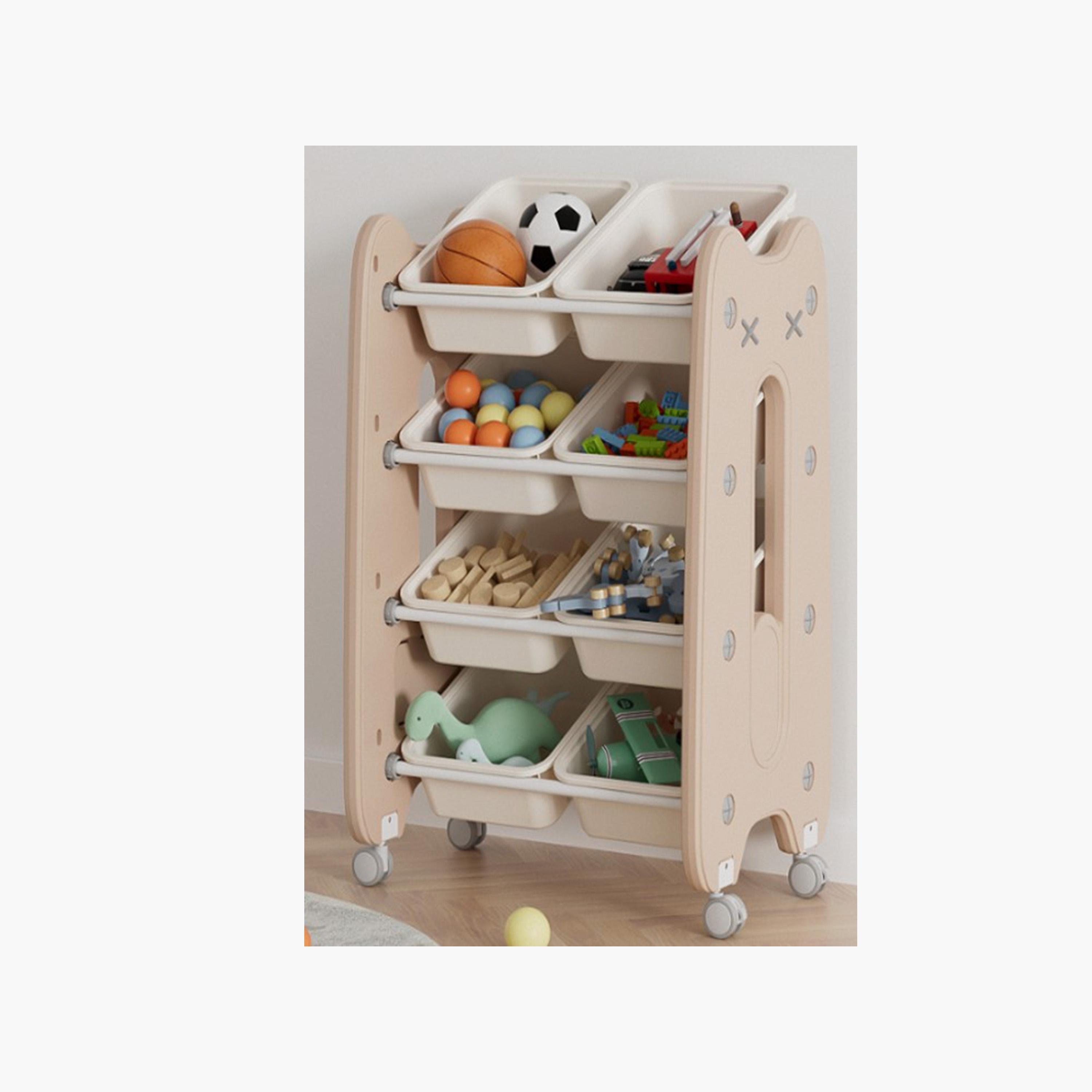 Little Angel Kid Toys Organizer Cabinet with Bins & Wheels-baby-nursery-furniture-wardrobesandstorage-image-1