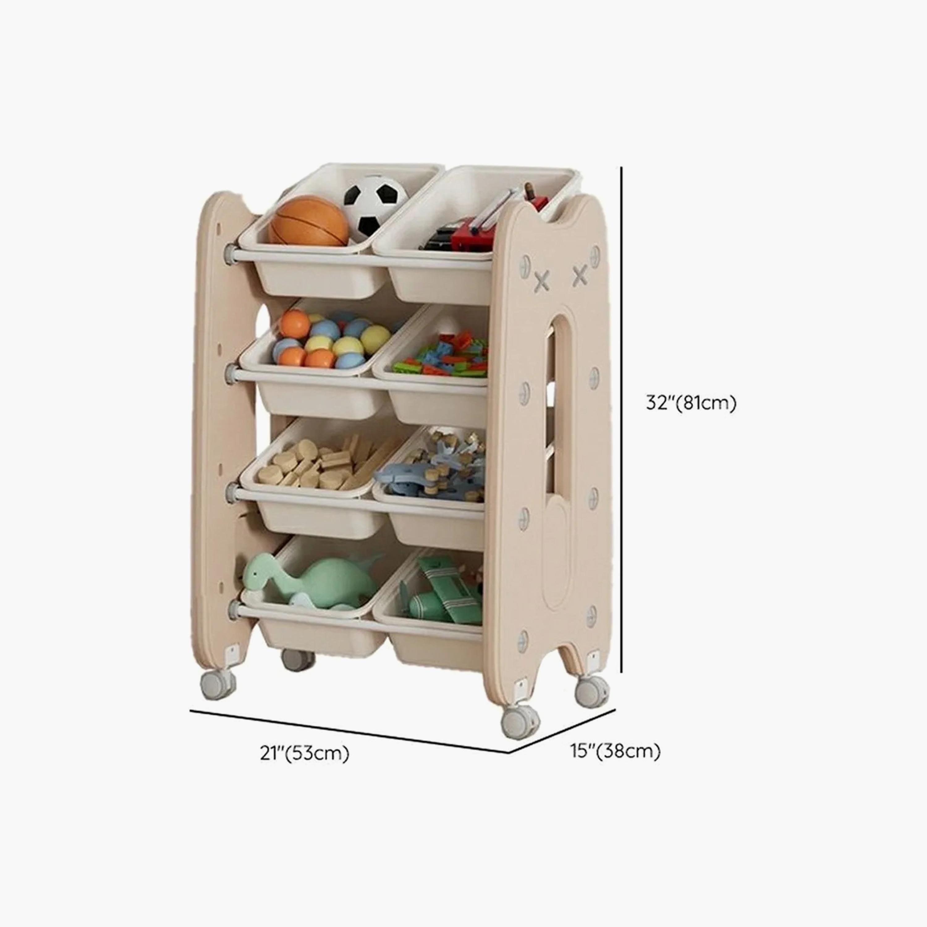 Little Angel Kid Toys Organizer Cabinet with Bins & Wheels-baby-nursery-furniture-wardrobesandstorage-image-3