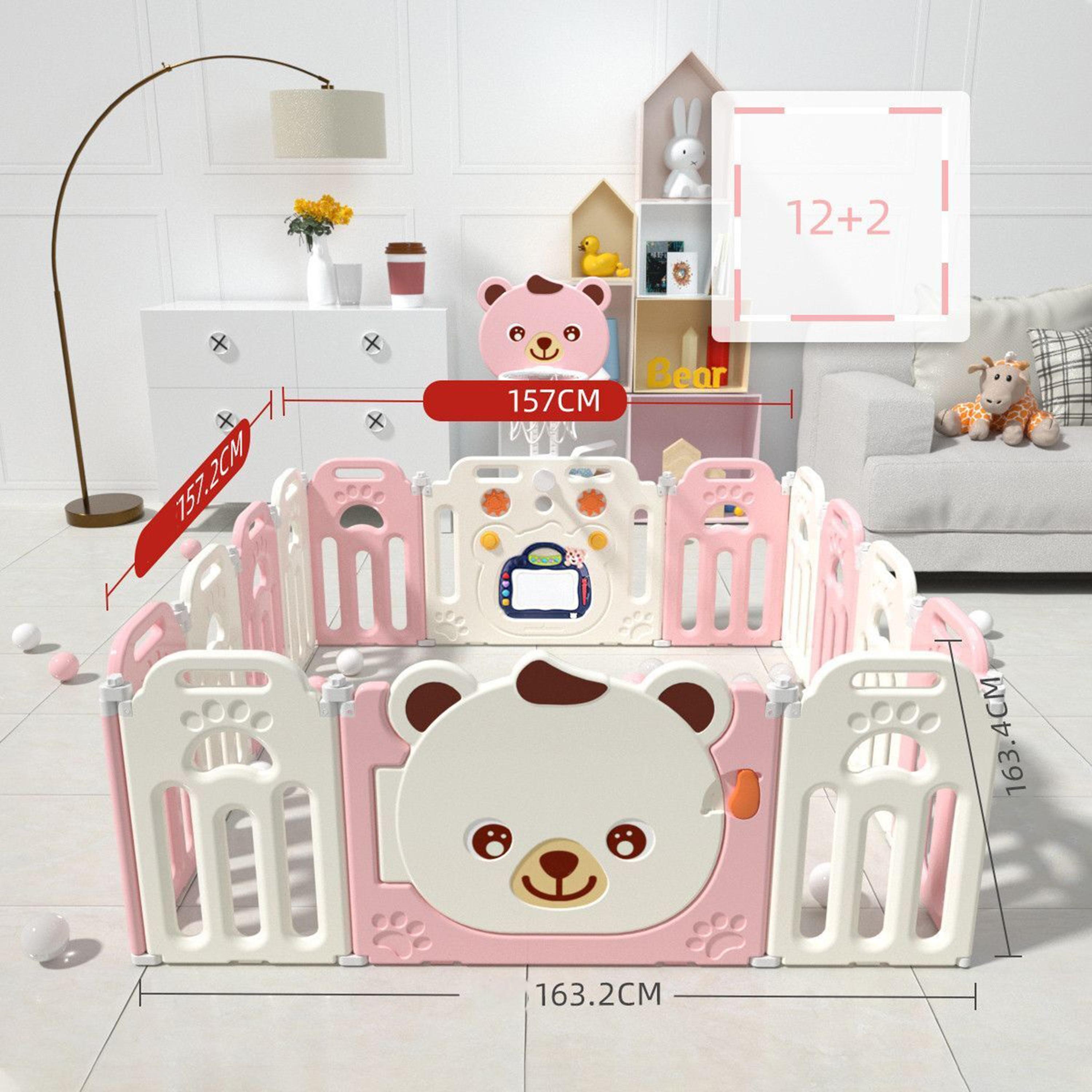 روضة أطفال قابلة للطي وحلقة كرة السلة للأطفال من ليتل أنجل، وردي-baby-infantactivity-playpensandplaymats-image-3