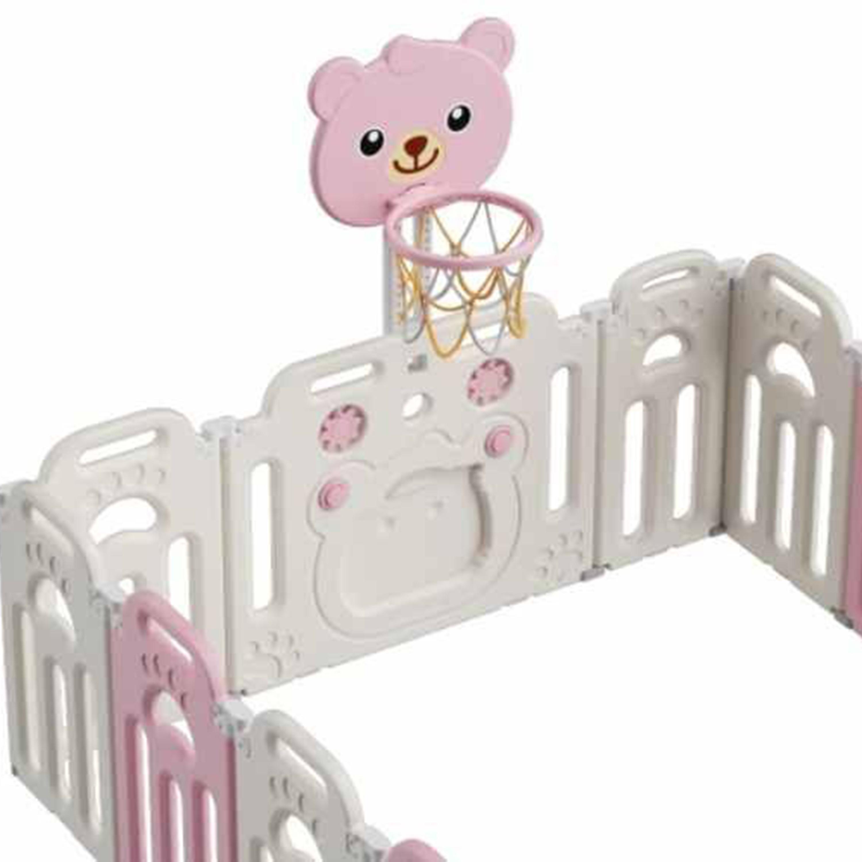 روضة أطفال قابلة للطي بسور وحلقة كرة السلة من ليتل أنجل-baby-infantactivity-playpensandplaymats-image-4