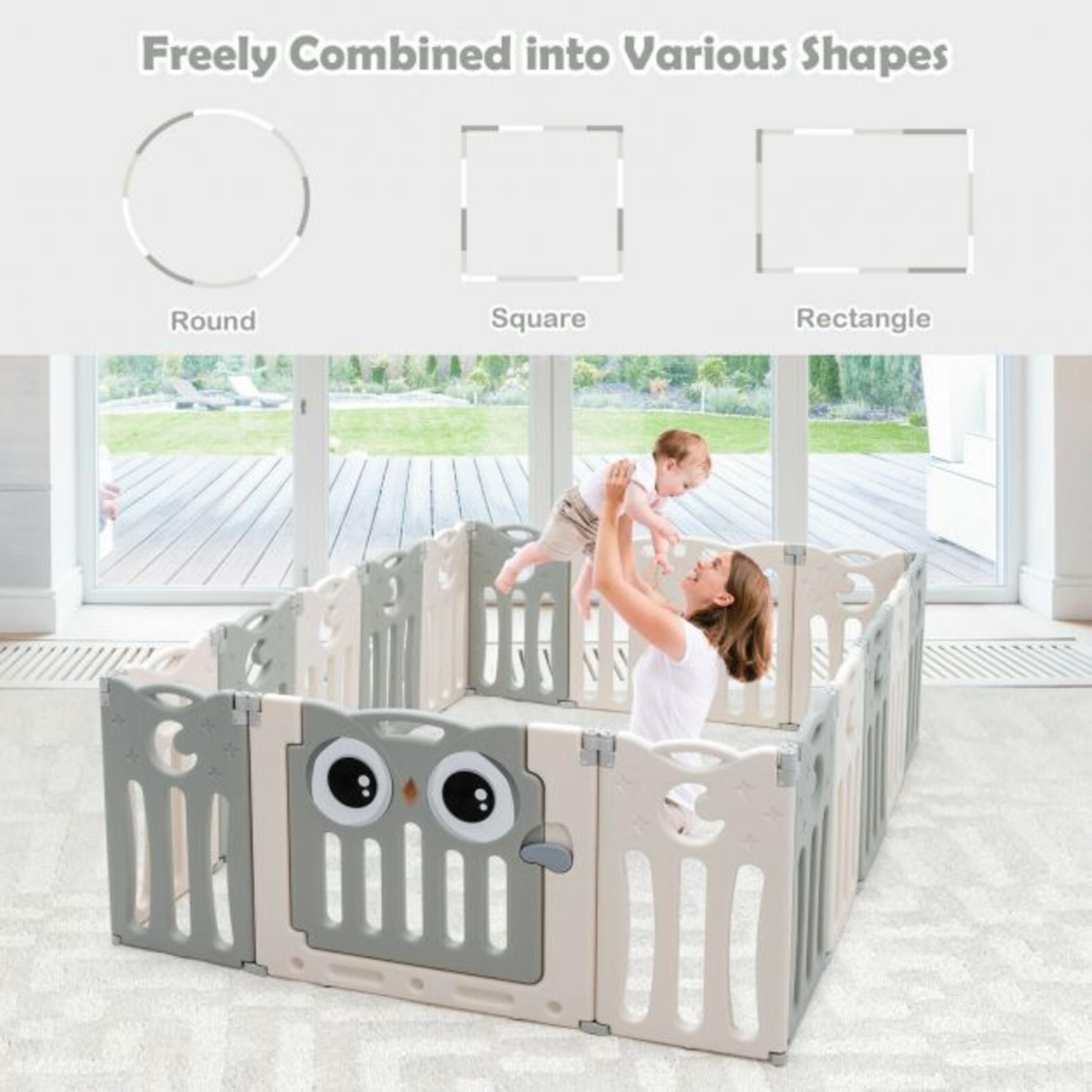 ساحة لعب داخلية وخارجية قابلة للطي من ليتل أنجل، رمادي-baby-infantactivity-playpensandplaymats-image-2