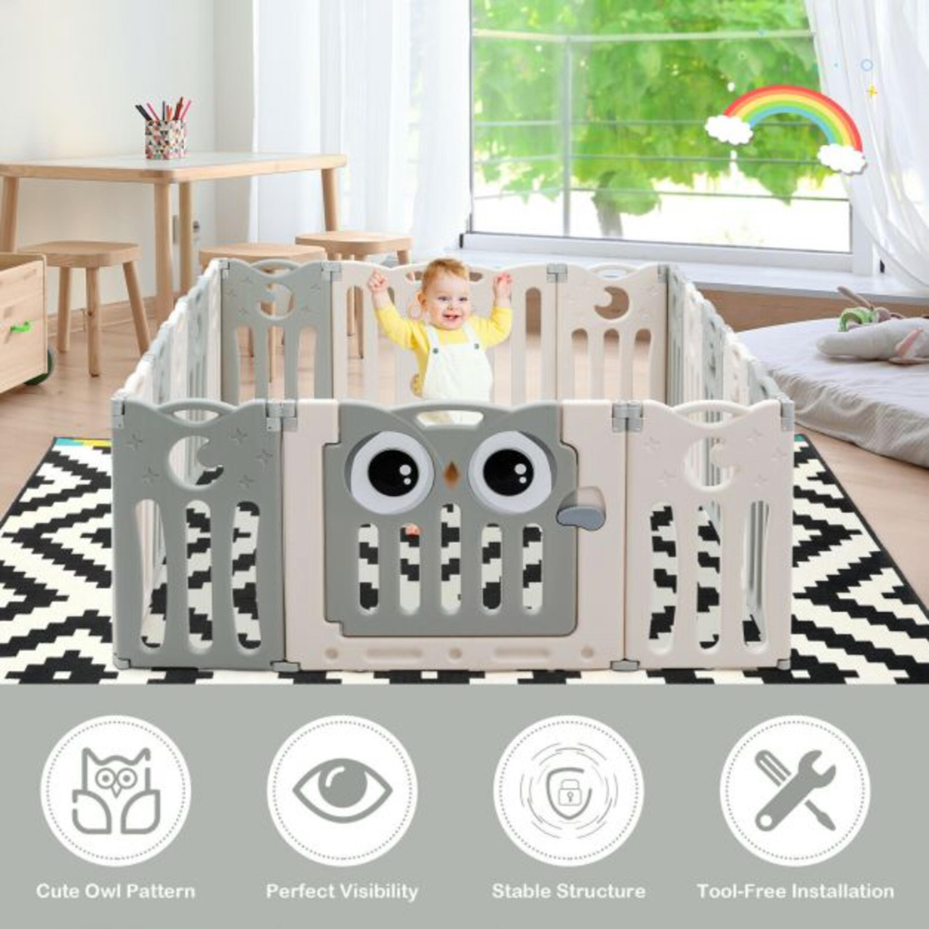 ساحة لعب داخلية وخارجية قابلة للطي من ليتل أنجل، رمادي-baby-infantactivity-playpensandplaymats-image-3