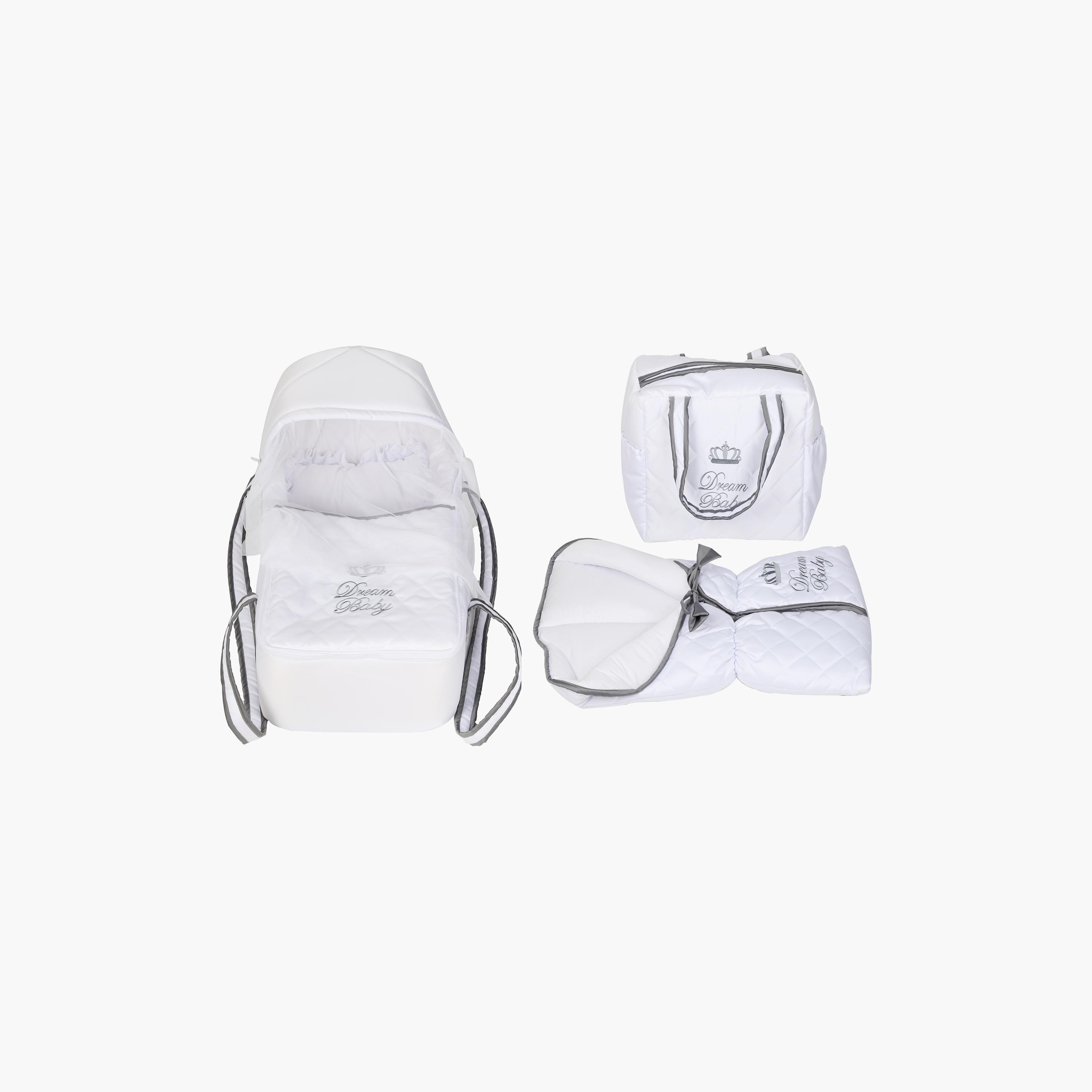 Little Angel Baby Foldable Carry Cot and Sleeping Bag, White & Grey-baby-nursery-blanketsandswaddles-swaddlesandsleepingbags-image-1