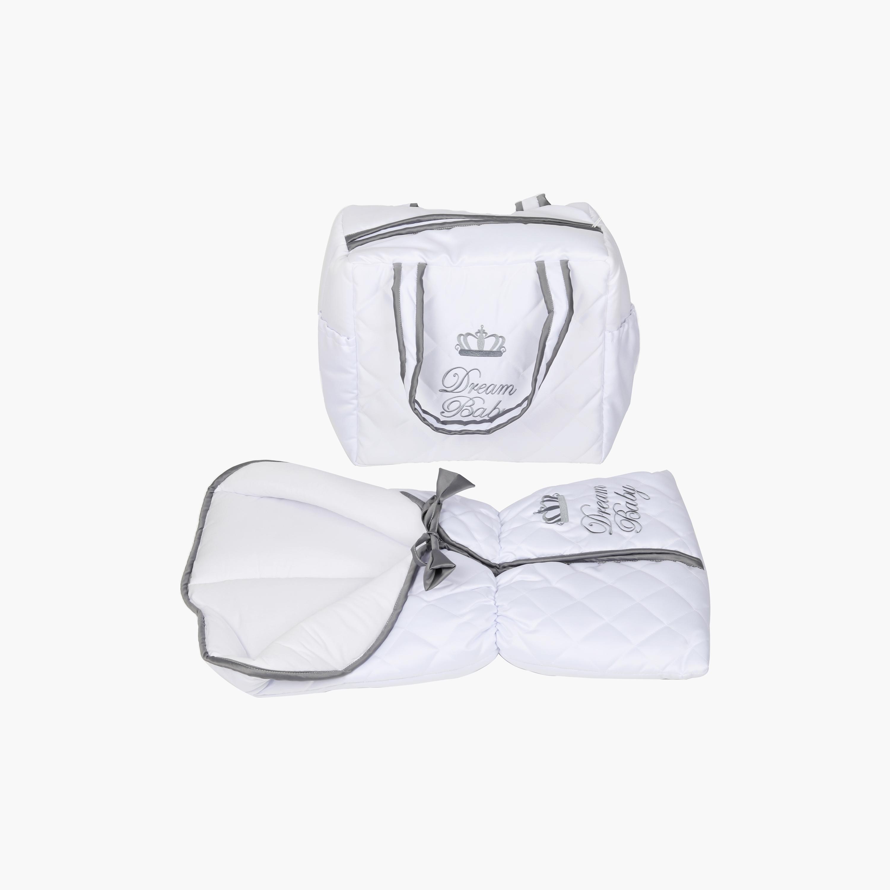 Little Angel Baby Foldable Carry Cot and Sleeping Bag, White & Grey-baby-nursery-blanketsandswaddles-swaddlesandsleepingbags-image-3