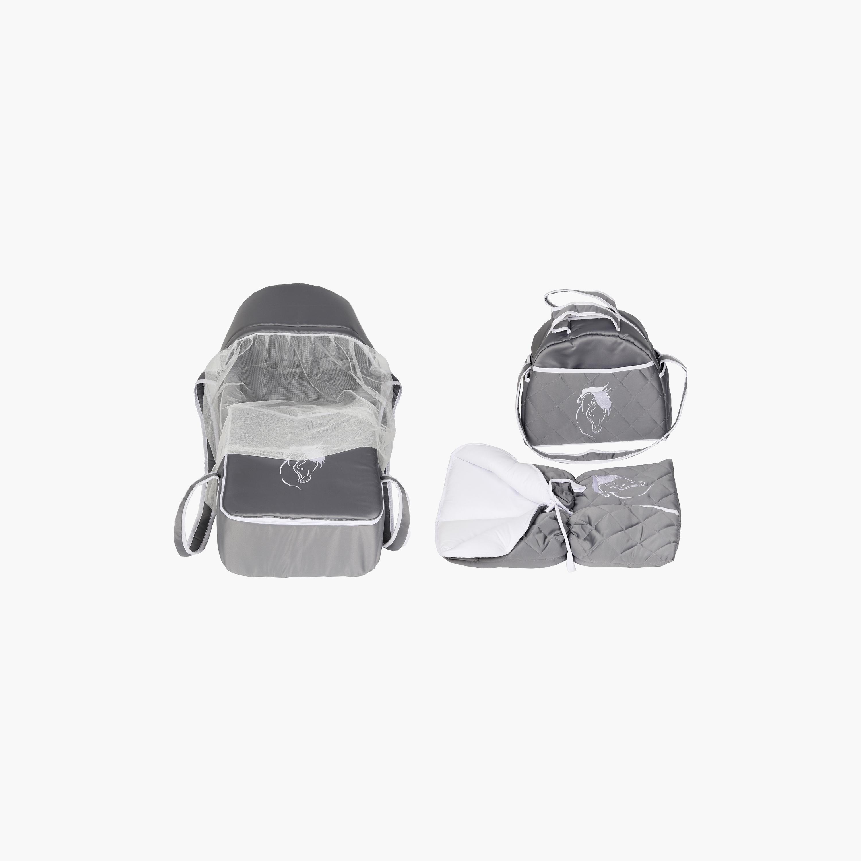 Little Angel Baby Foldable Carry Cot and Sleeping Bag, Grey & White-baby-nursery-blanketsandswaddles-swaddlesandsleepingbags-image-1