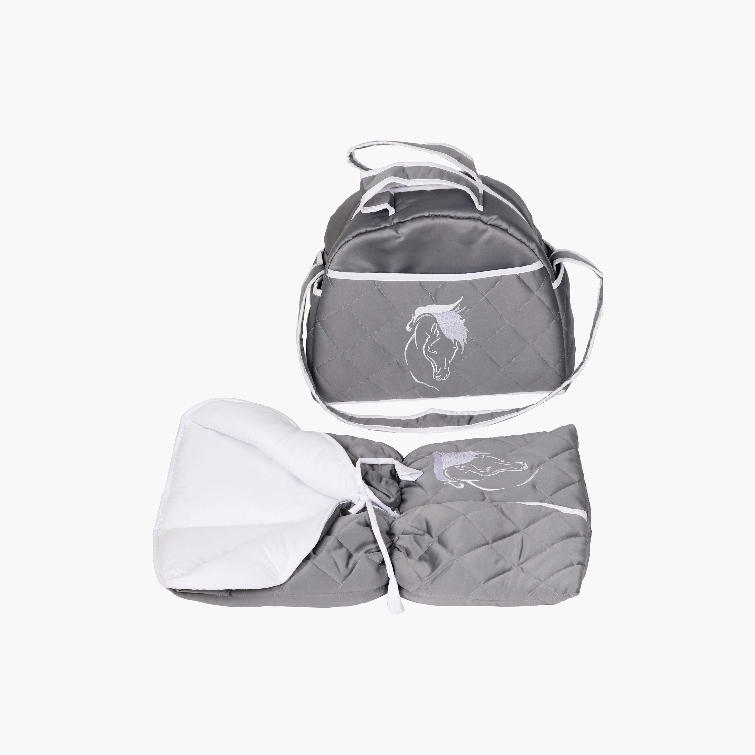 Little Angel Baby Foldable Carry Cot and Sleeping Bag, Grey & White-baby-nursery-blanketsandswaddles-swaddlesandsleepingbags-image-4