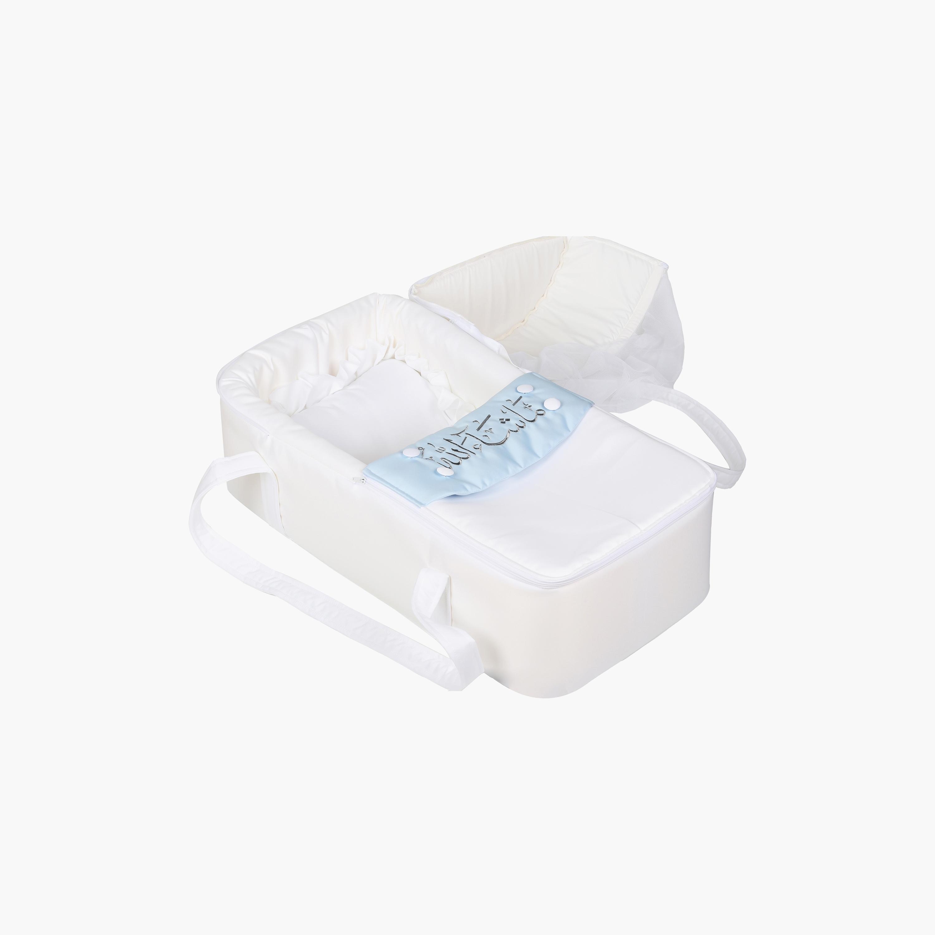 Little Angel Baby Foldable Carry Cot and Sleeping Bag, White & Blue-baby-nursery-blanketsandswaddles-swaddlesandsleepingbags-image-3