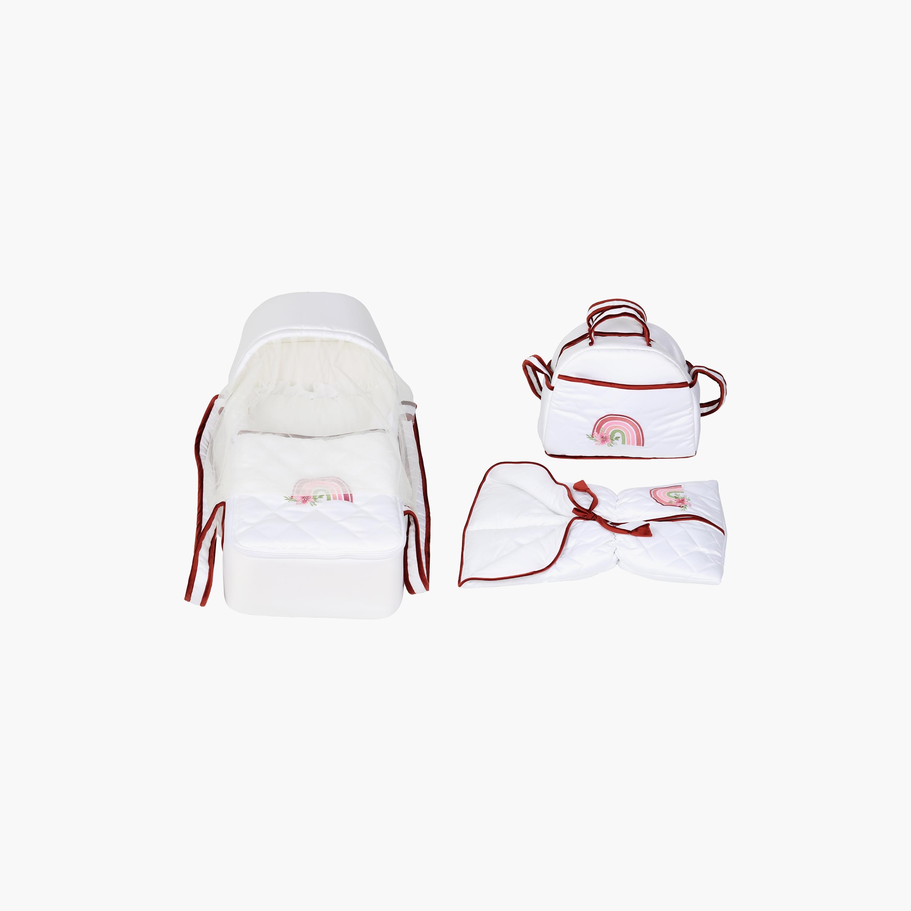 Little Angel Baby Foldable Carry Cot and Sleeping Bag, White & Red-baby-nursery-blanketsandswaddles-swaddlesandsleepingbags-image-1