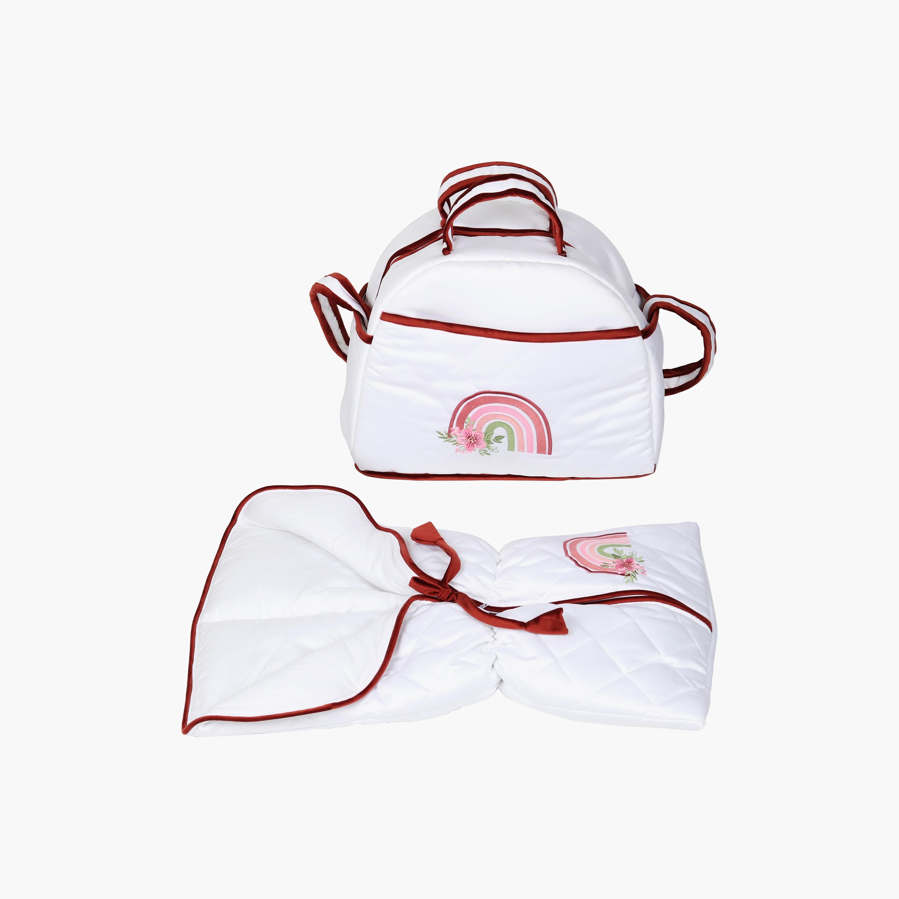 Little Angel Baby Foldable Carry Cot and Sleeping Bag, White & Red-baby-nursery-blanketsandswaddles-swaddlesandsleepingbags-image-3