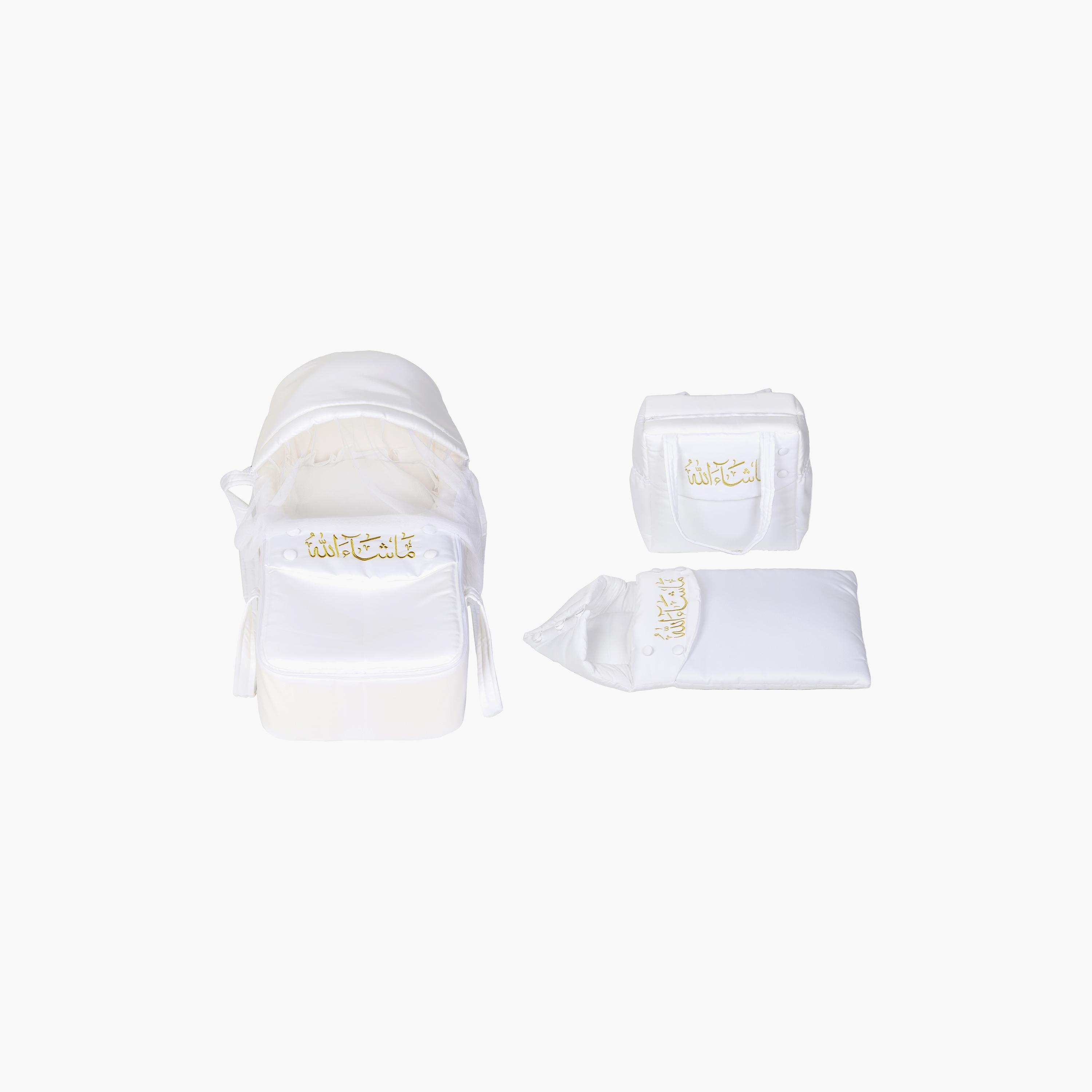 سرير أطفال محمول وحقيبة نوم قابل للطي ليتل أنجل، الأبيض والكريمي-baby-nursery-blanketsandswaddles-swaddlesandsleepingbags-image-1