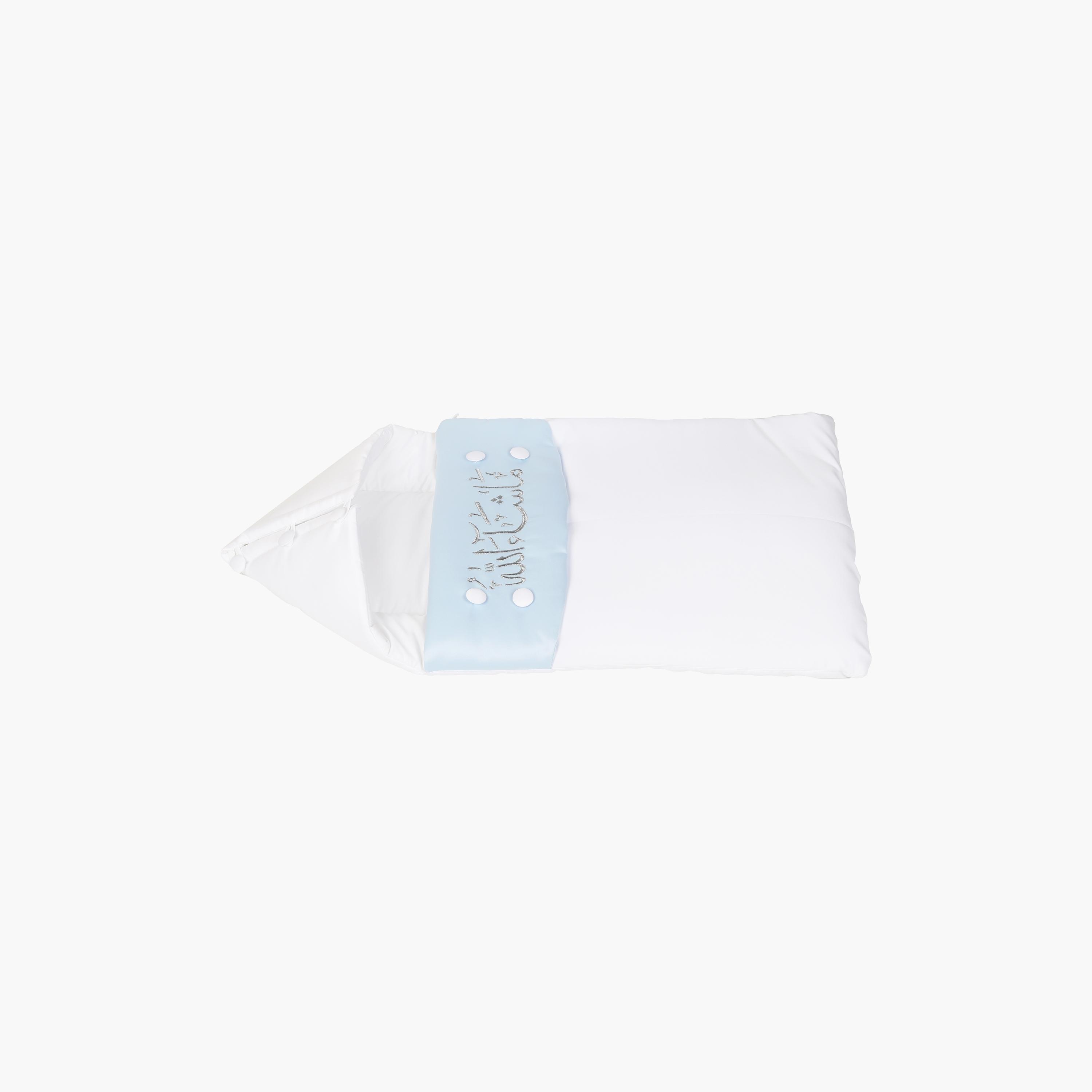 حقيبة نوم للأطفال مع حقيبة من ليتل أنجل، أبيض وأزرق-baby-nursery-blanketsandswaddles-swaddlesandsleepingbags-image-3