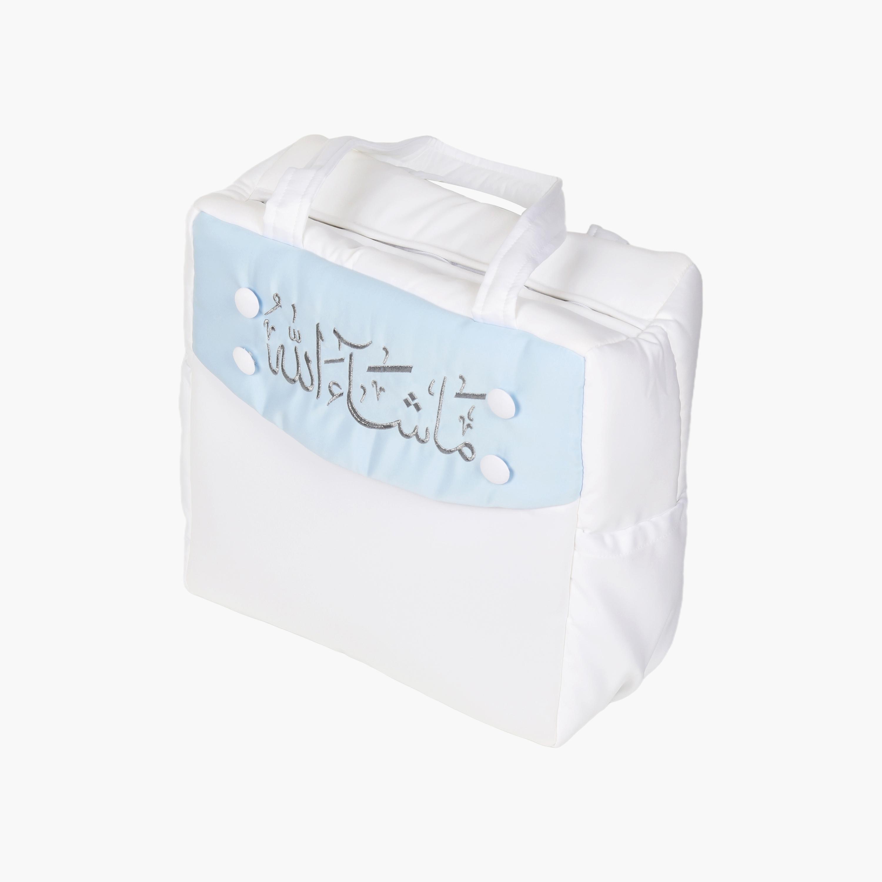 حقيبة نوم للأطفال مع حقيبة من ليتل أنجل، أبيض وأزرق-baby-nursery-blanketsandswaddles-swaddlesandsleepingbags-image-4
