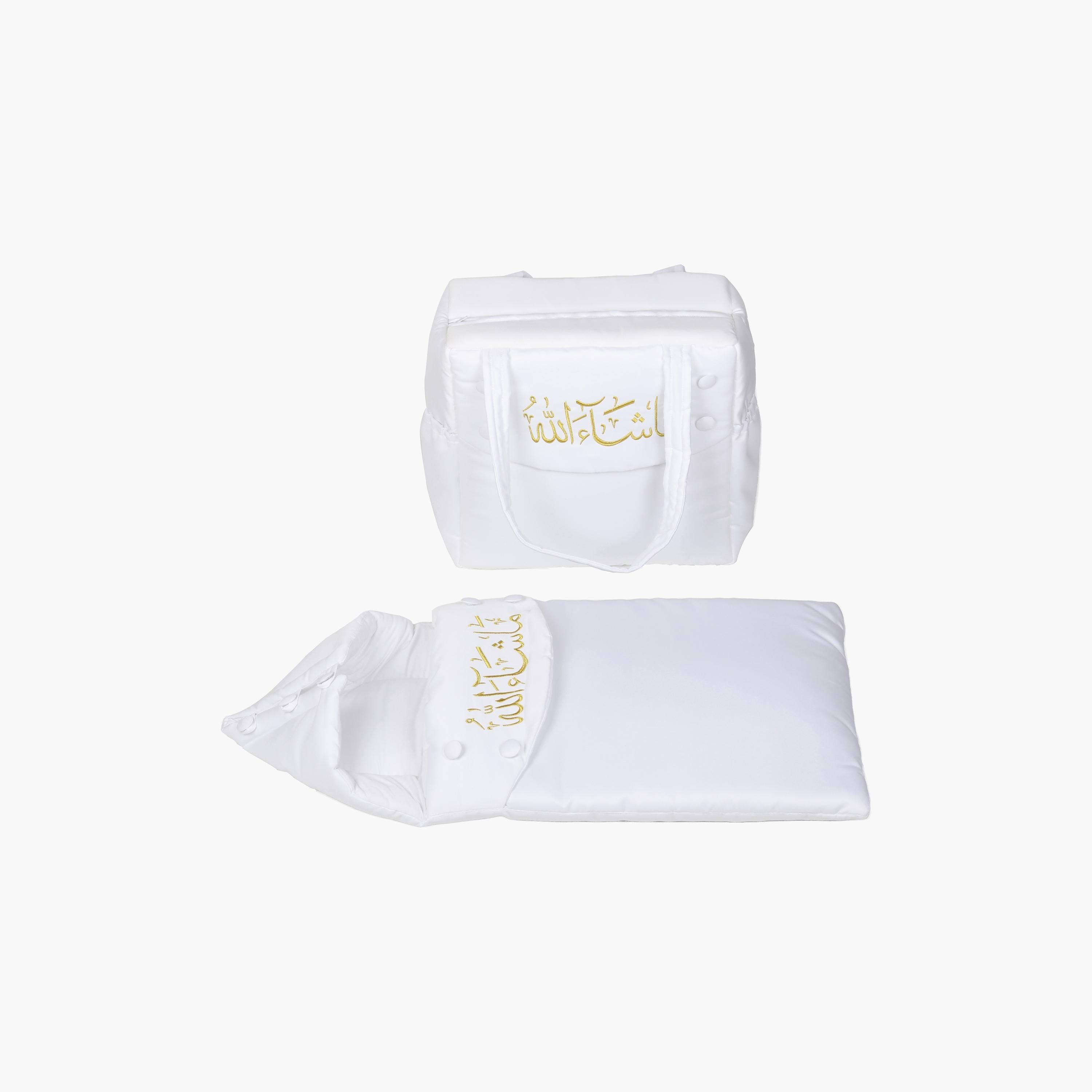 حقيبة نوم للأطفال مع حقيبة من ليتل أنجل، كريمي وأبيض-baby-nursery-blanketsandswaddles-swaddlesandsleepingbags-image-1