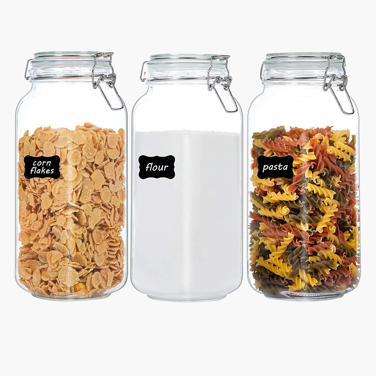 Glass Airtight Storage Jar with Chalkboard Labels - Set of 3