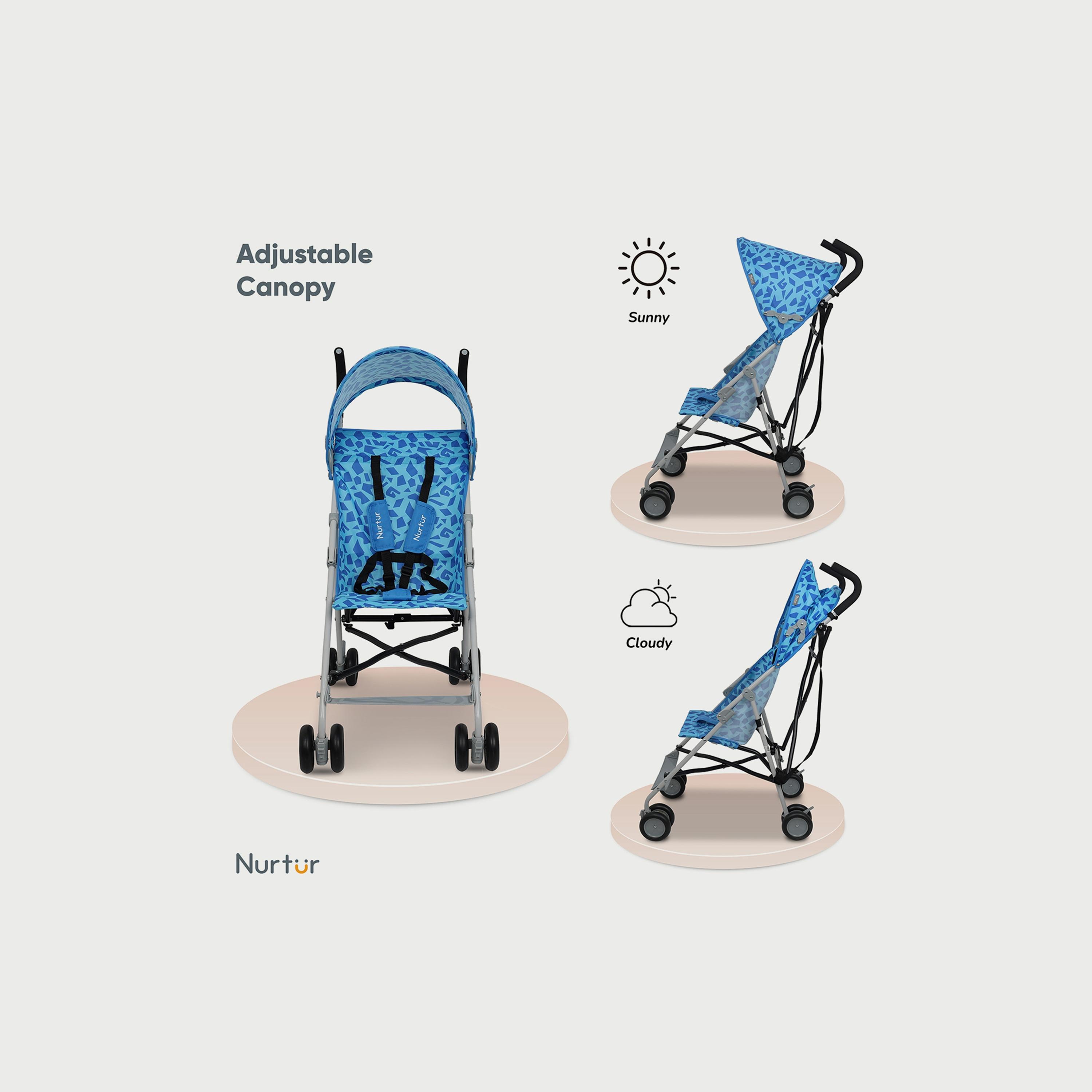 Nurtur Rex Buggy Lightweight Stroller with Compact Fold Canopy, Light Blue-baby-gear-strollersandprams-strollers-image-3