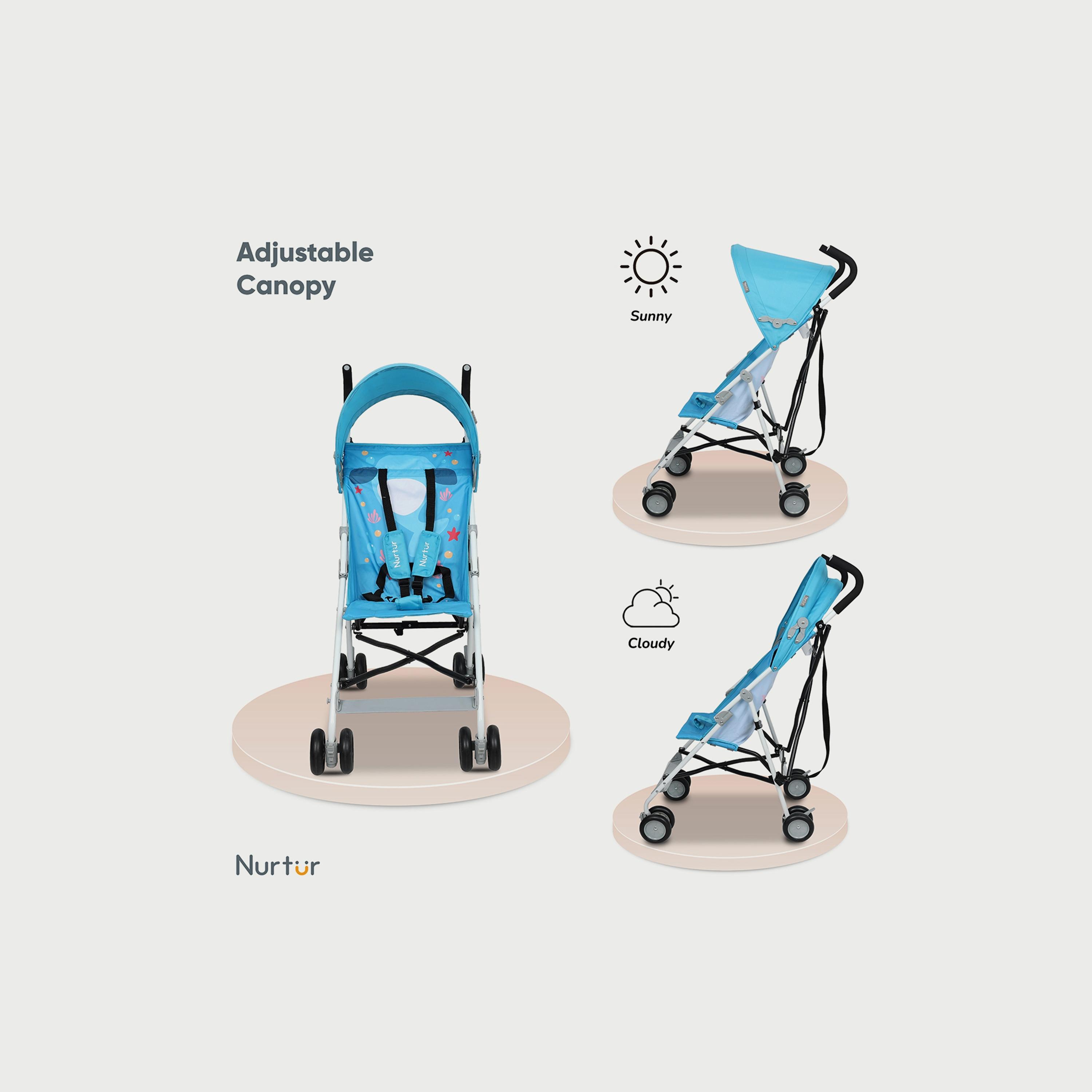 Nurtur Rex Buggy Lightweight Stroller with Compact Fold Canopy, Blue-baby-gear-strollersandprams-strollers-image-3